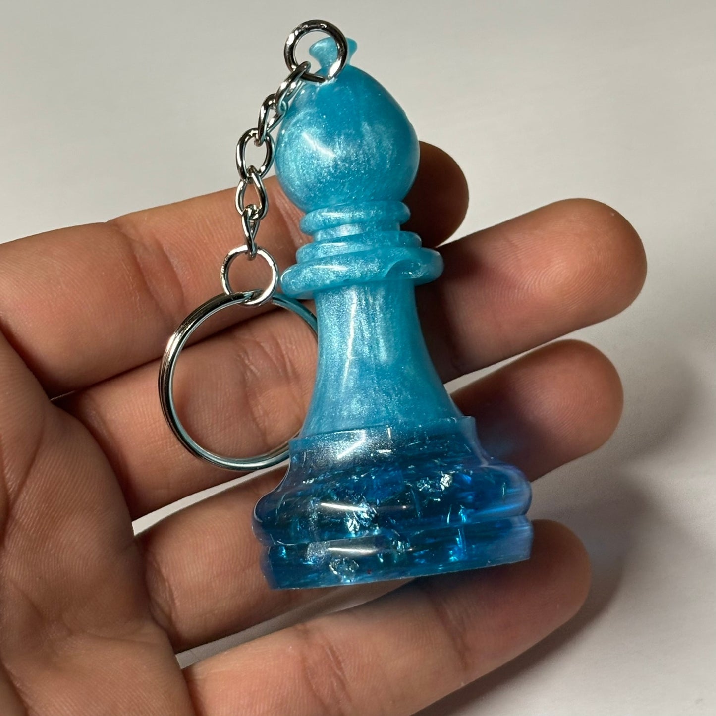 Blue Ice Bishop - Handmade Resin Keychain - Large Edition