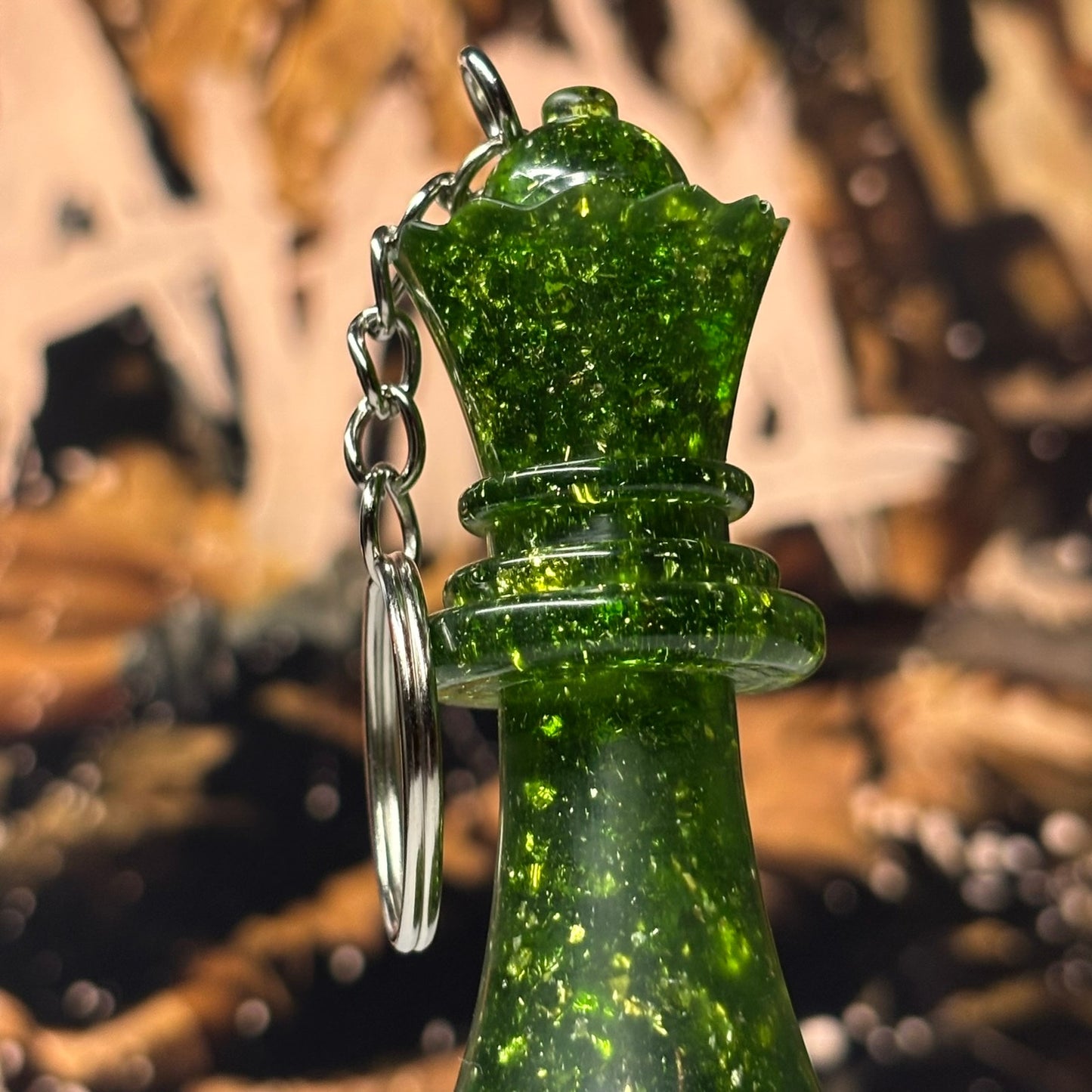 Green Emerald Queen - Handmade Resin Keychain - Large Edition