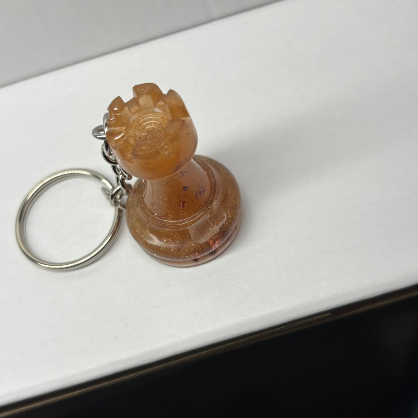 Yellow Fire Rook Handmade Resin Keychain - One of a Kind Design