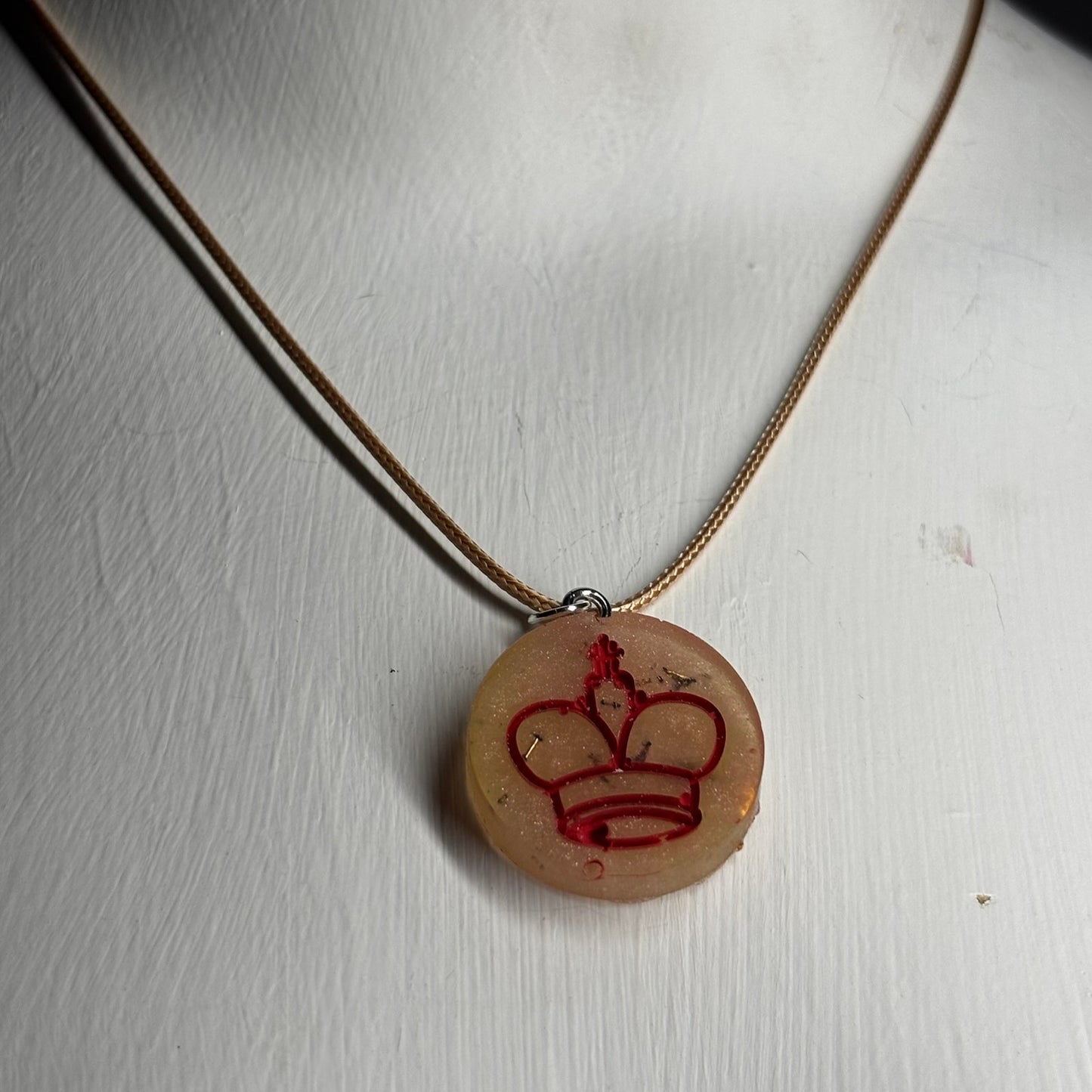 Cream Yellow King - Handmade Resin Chess Necklace