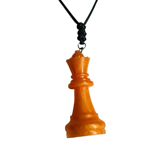 Orange Queen - Handmade Resin Chess Necklace