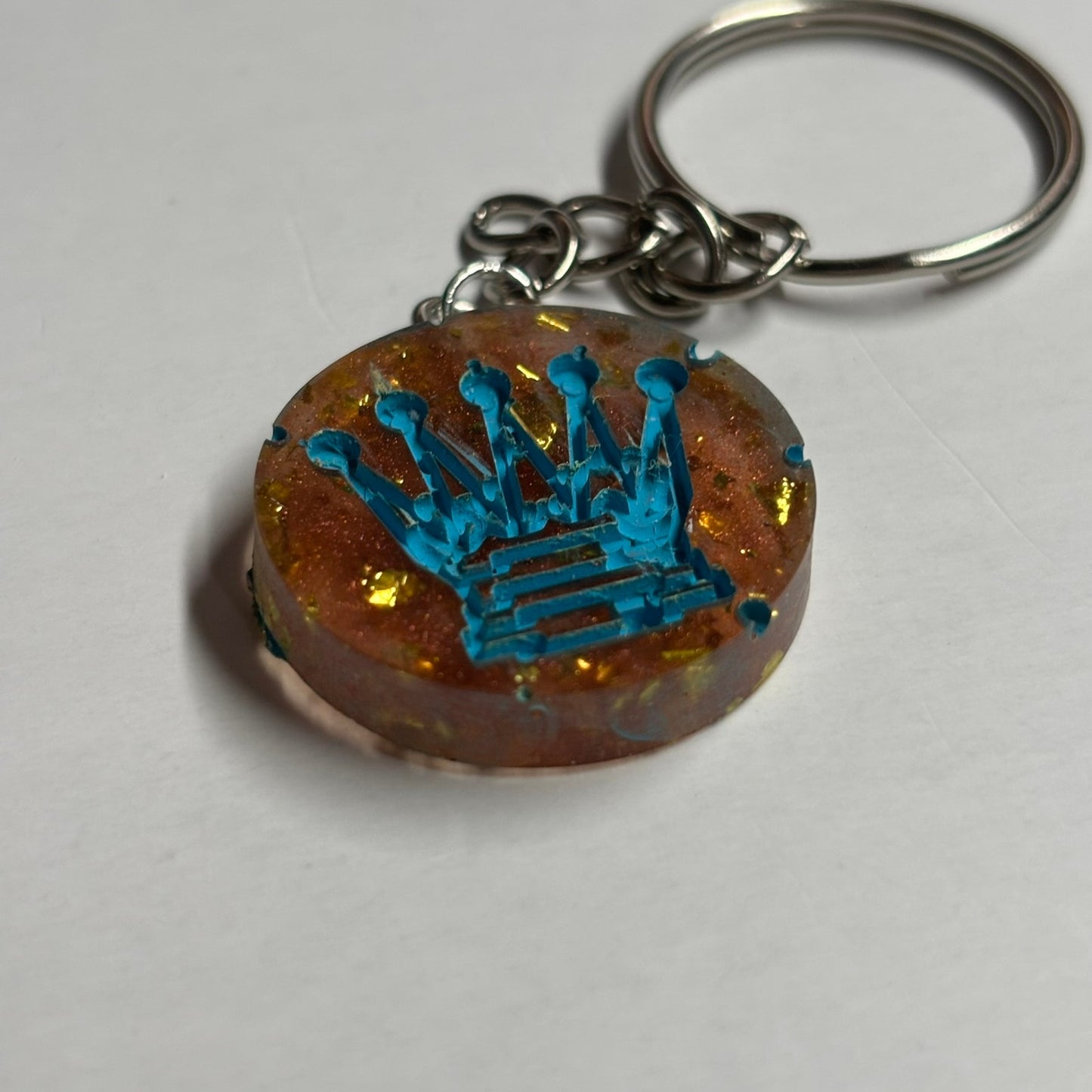 Blue Lined Royalty - Handmade Resin Keychain - Flat Edition