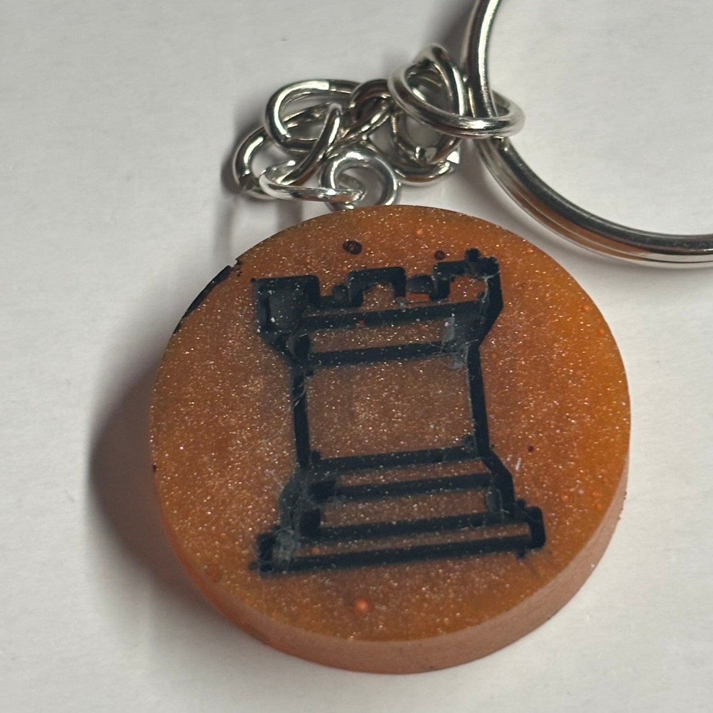 Dark Orange Rook - Handmade Resin Keychain