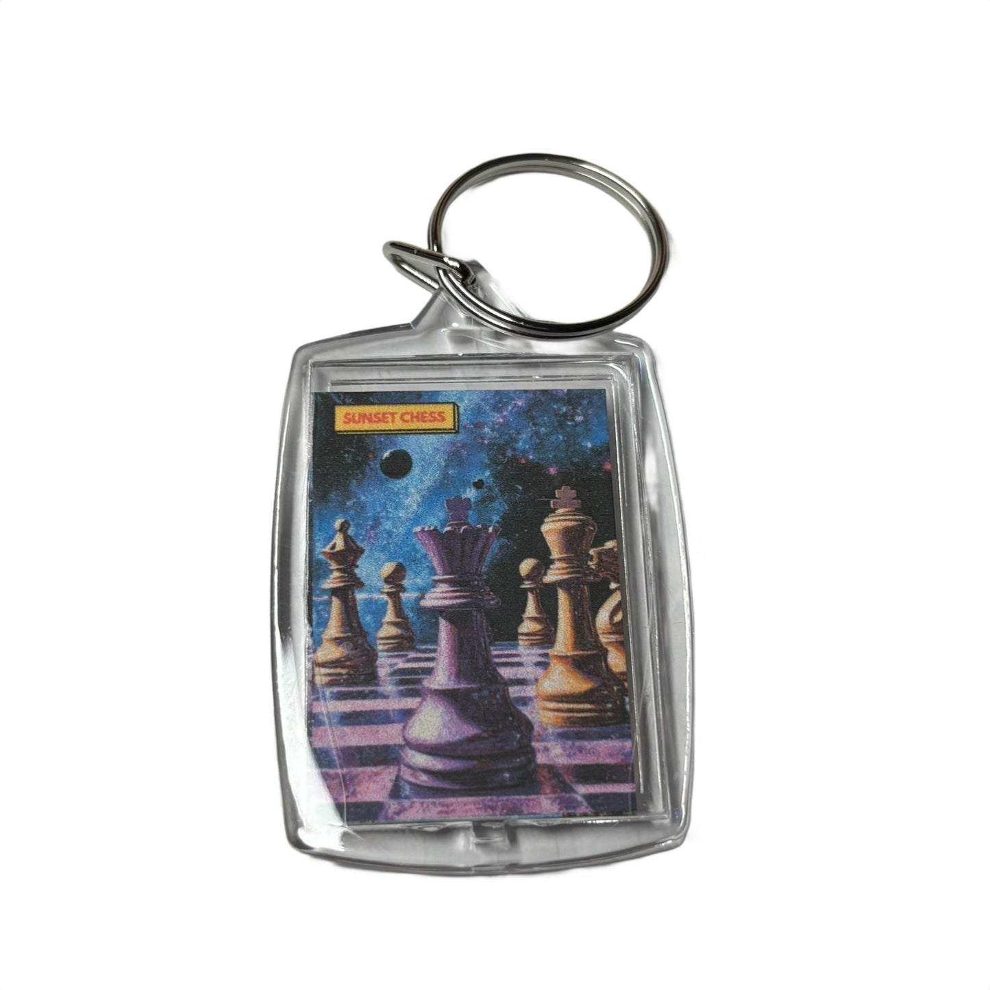 Purple Space - Sunset Chess Photo Keychain