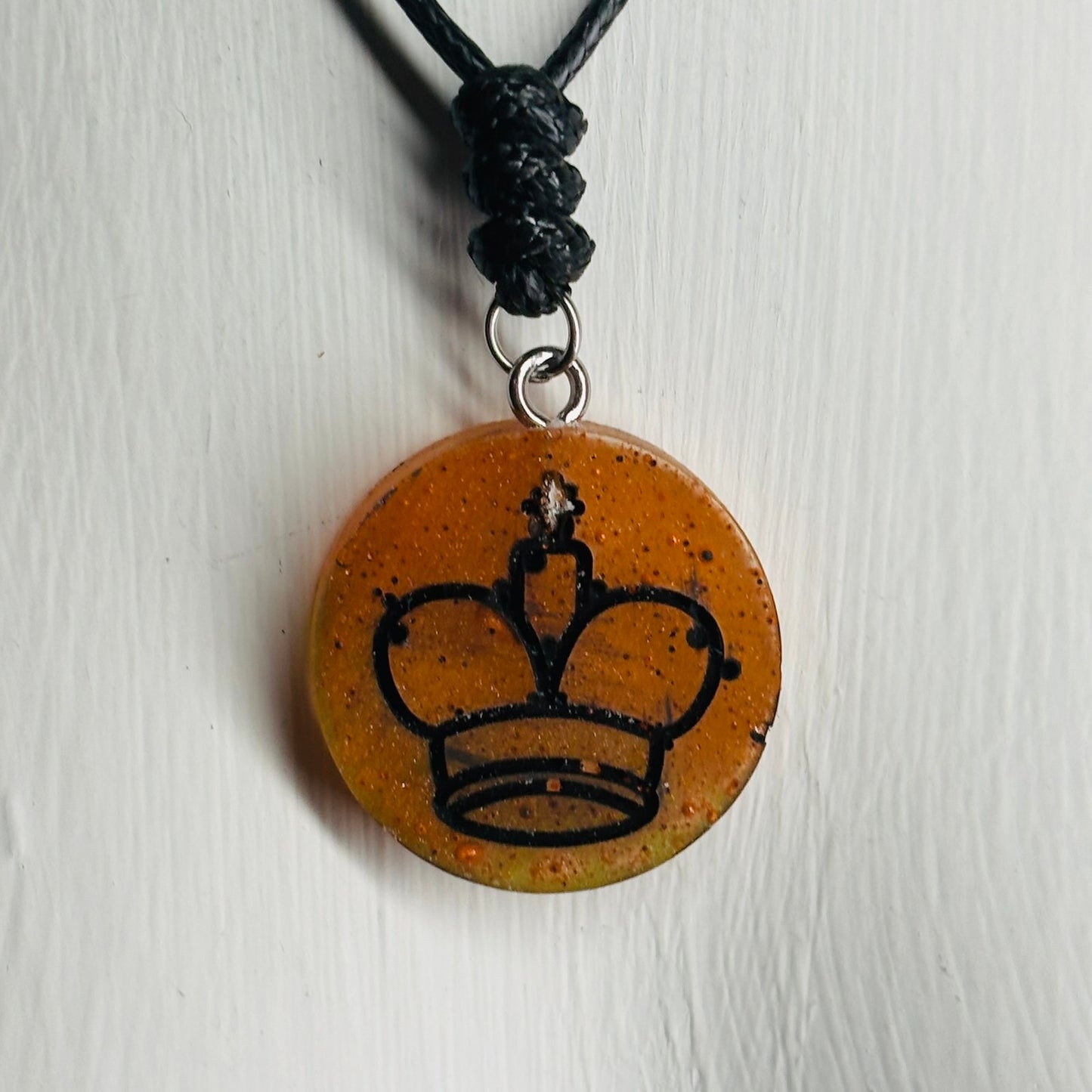 Spotted Orange King - Handmade Resin Chess Necklace