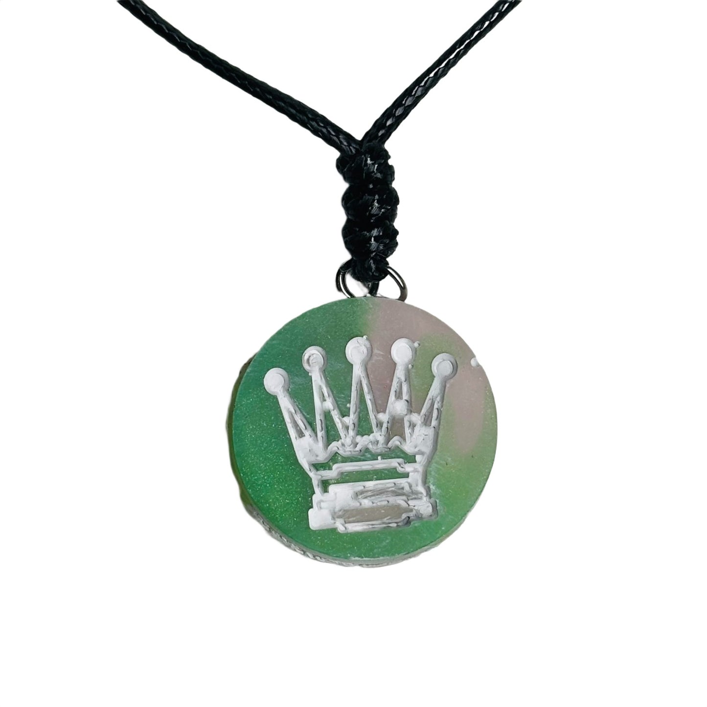 Simple Green Queen - Handmade Resin Chess Necklace