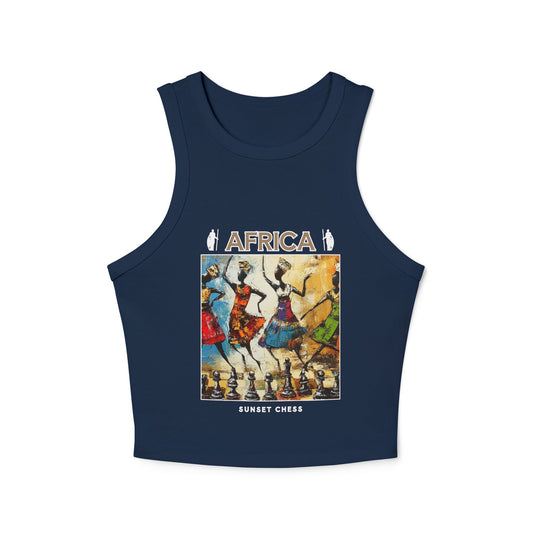 African Dance - Navy Blue Chess Tank Top