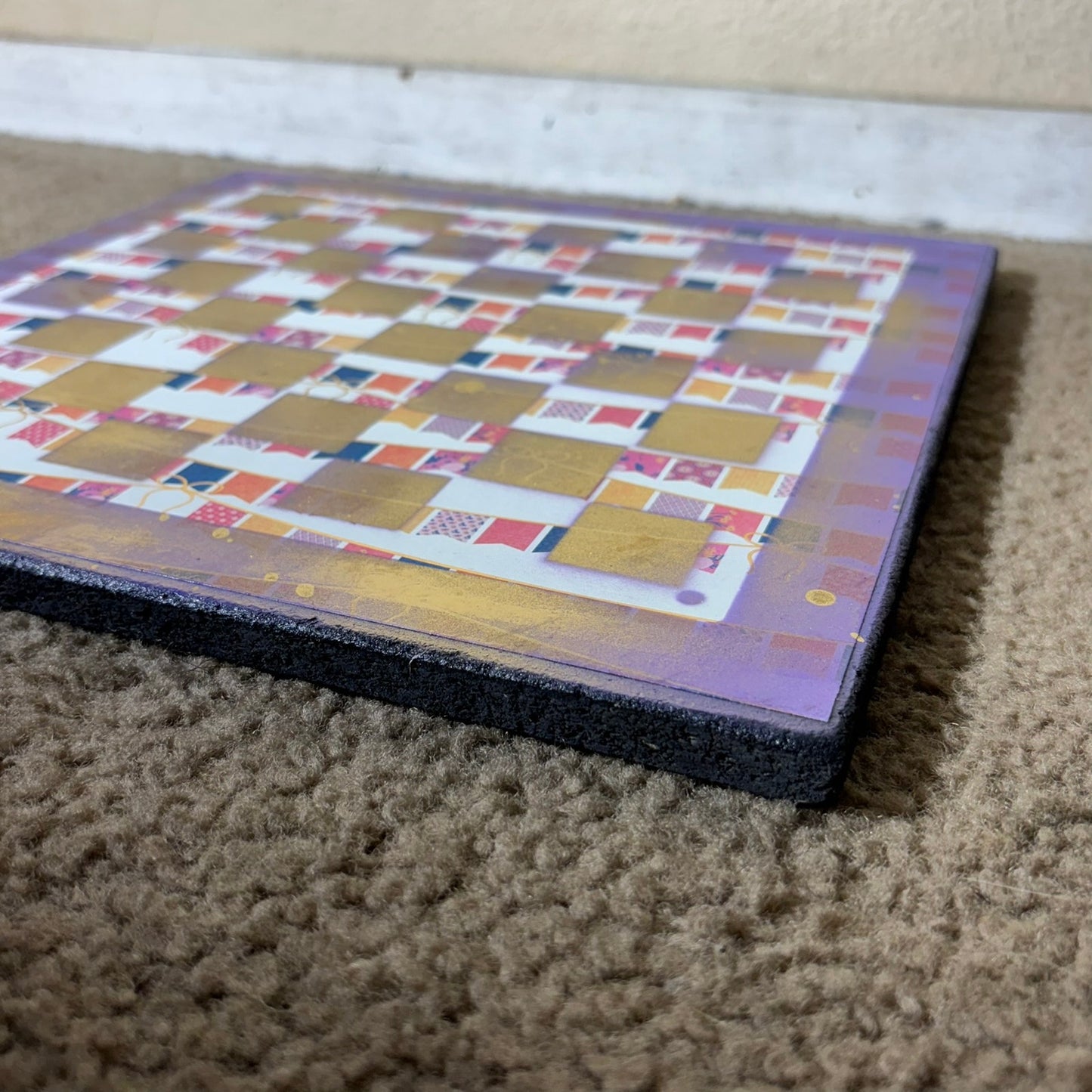 Golden Purple Stripes - Scrapbook Chess Board