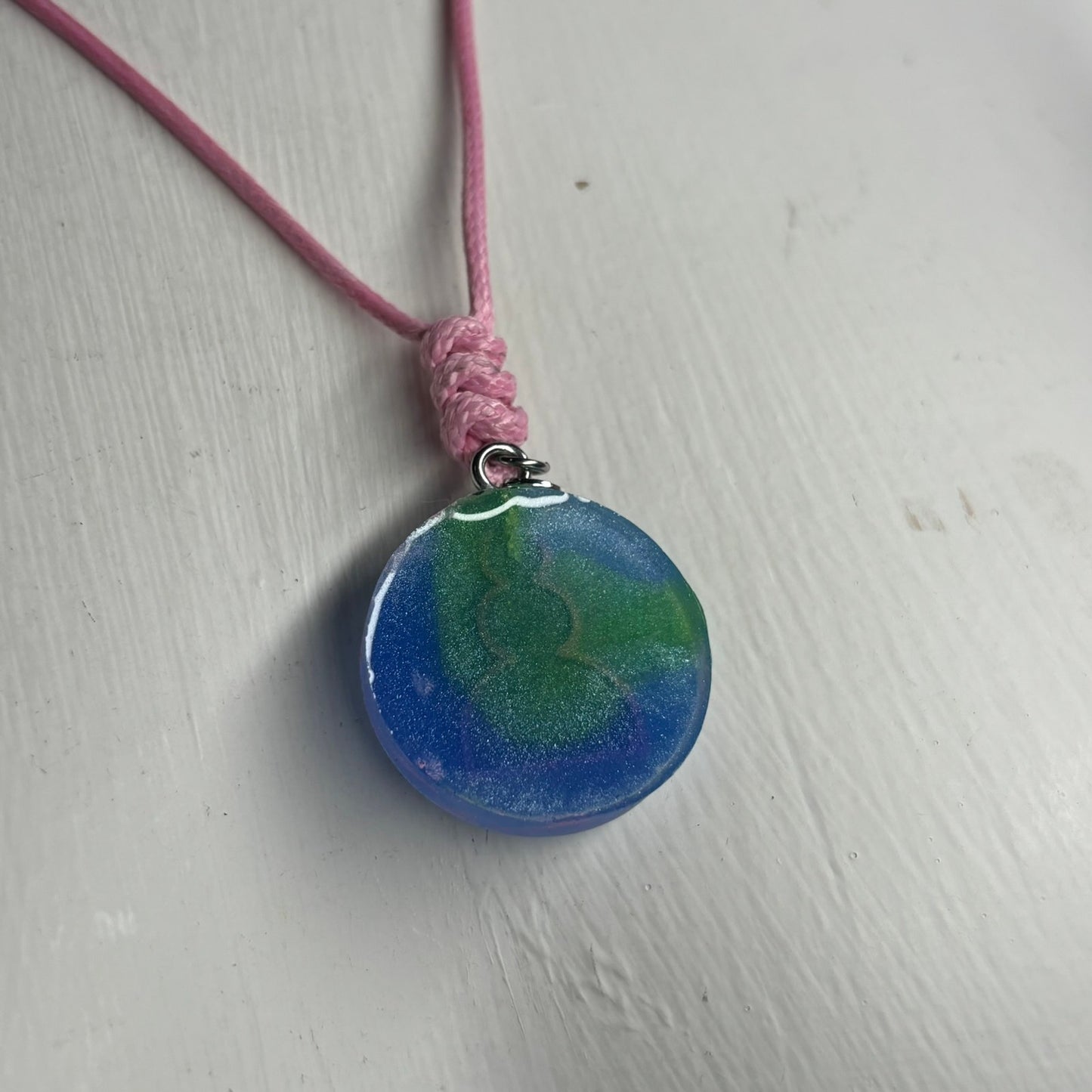 Blue & Pink Pawn - Handmade Resin Chess Necklace