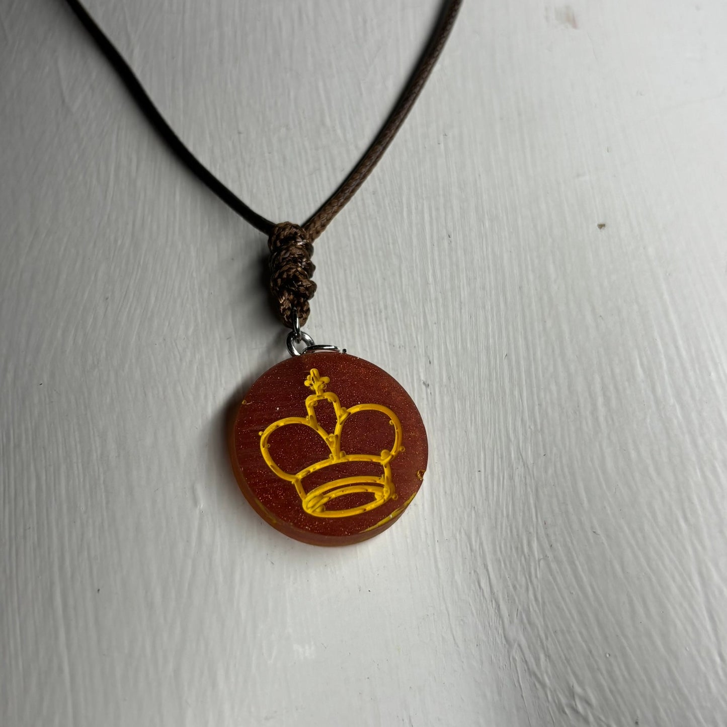 Burgundy Red King - Handmade Resin Chess Necklace
