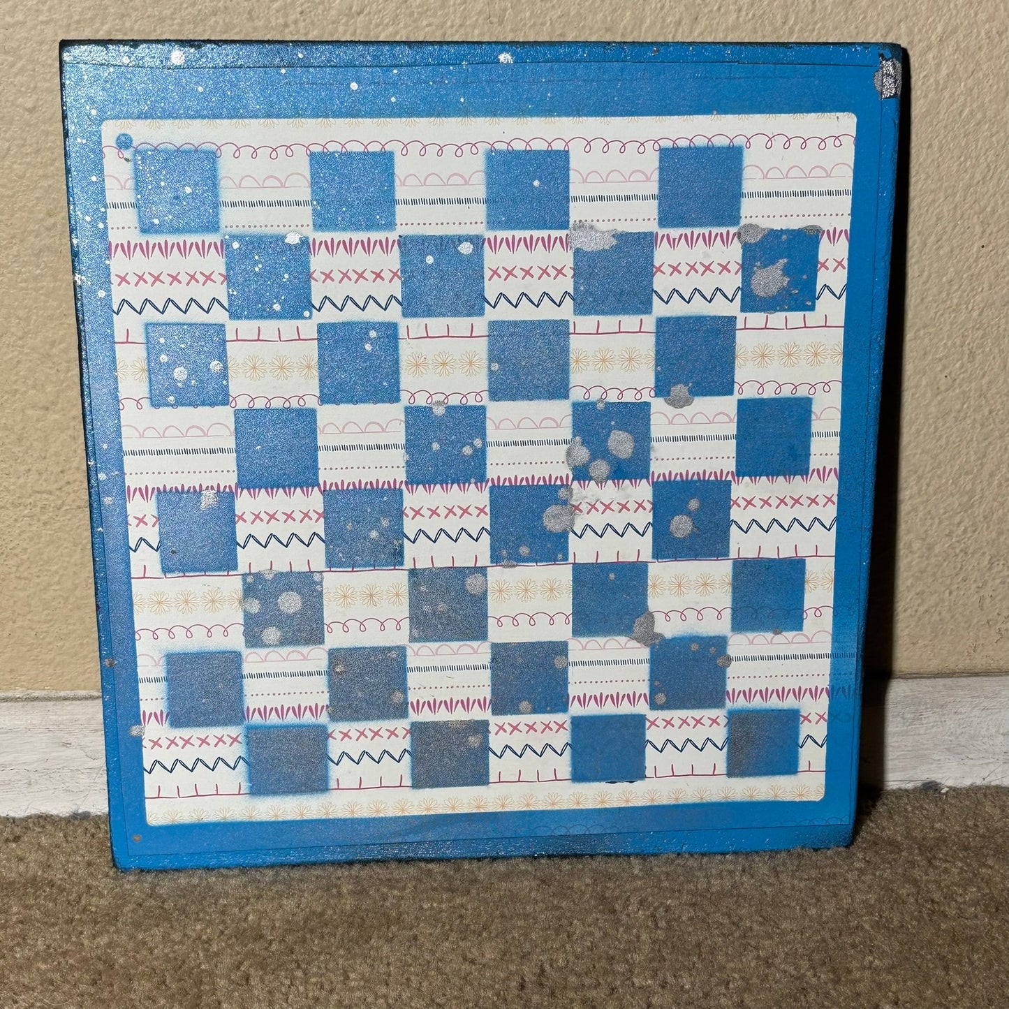 Happy Blue - Scrapbook Chess Board