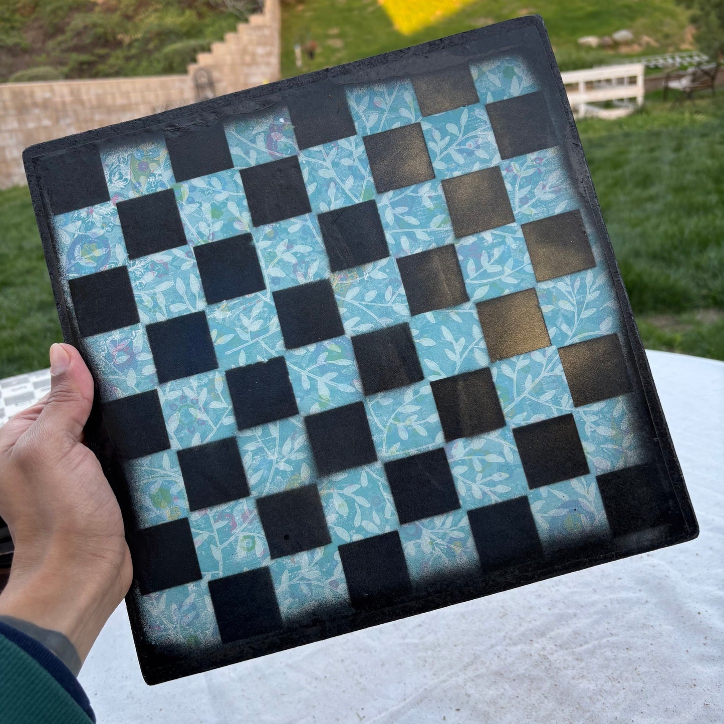 Blue Flower - Scrapbook Chess Set