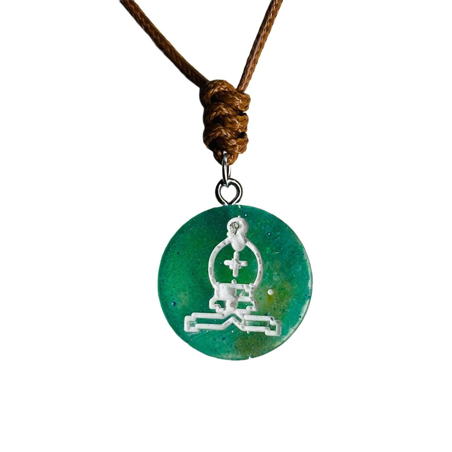 Aqua Green Bishop - Handmade Resin Chess Necklace
