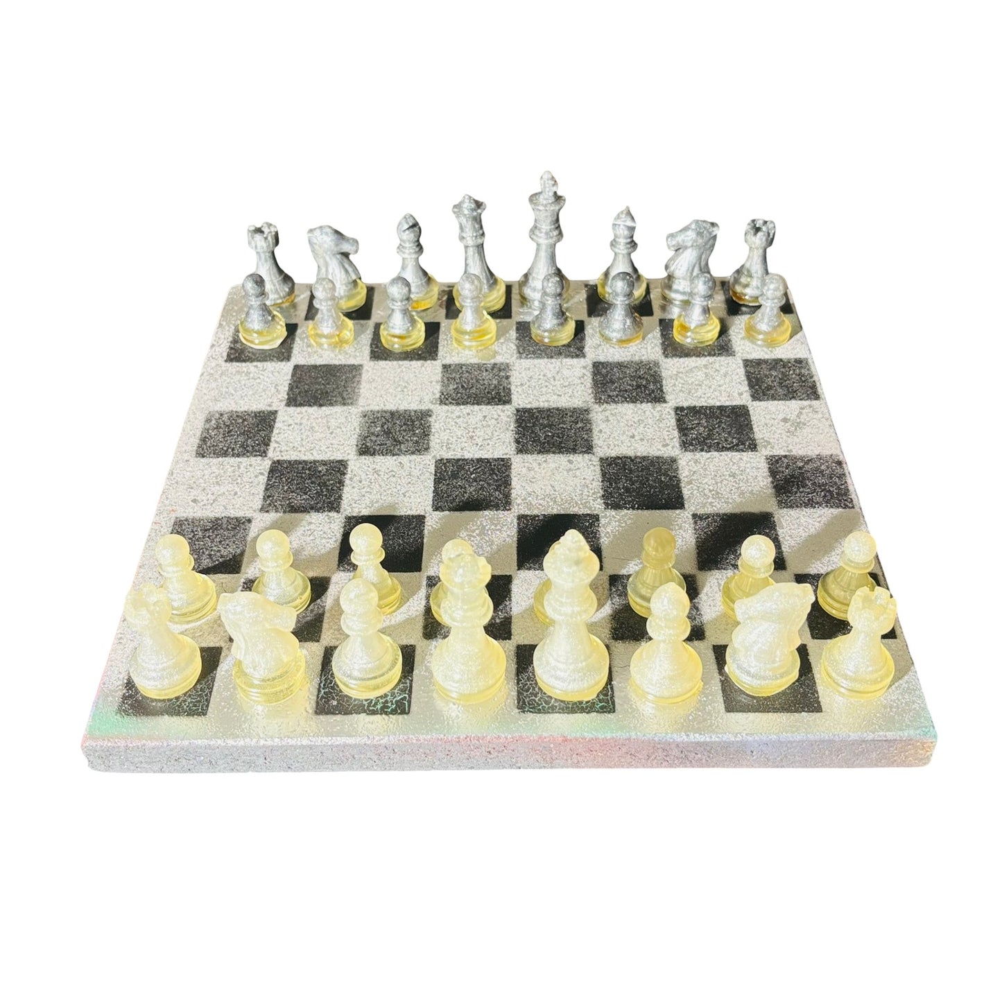 Silver & Black - Painted Chess Set