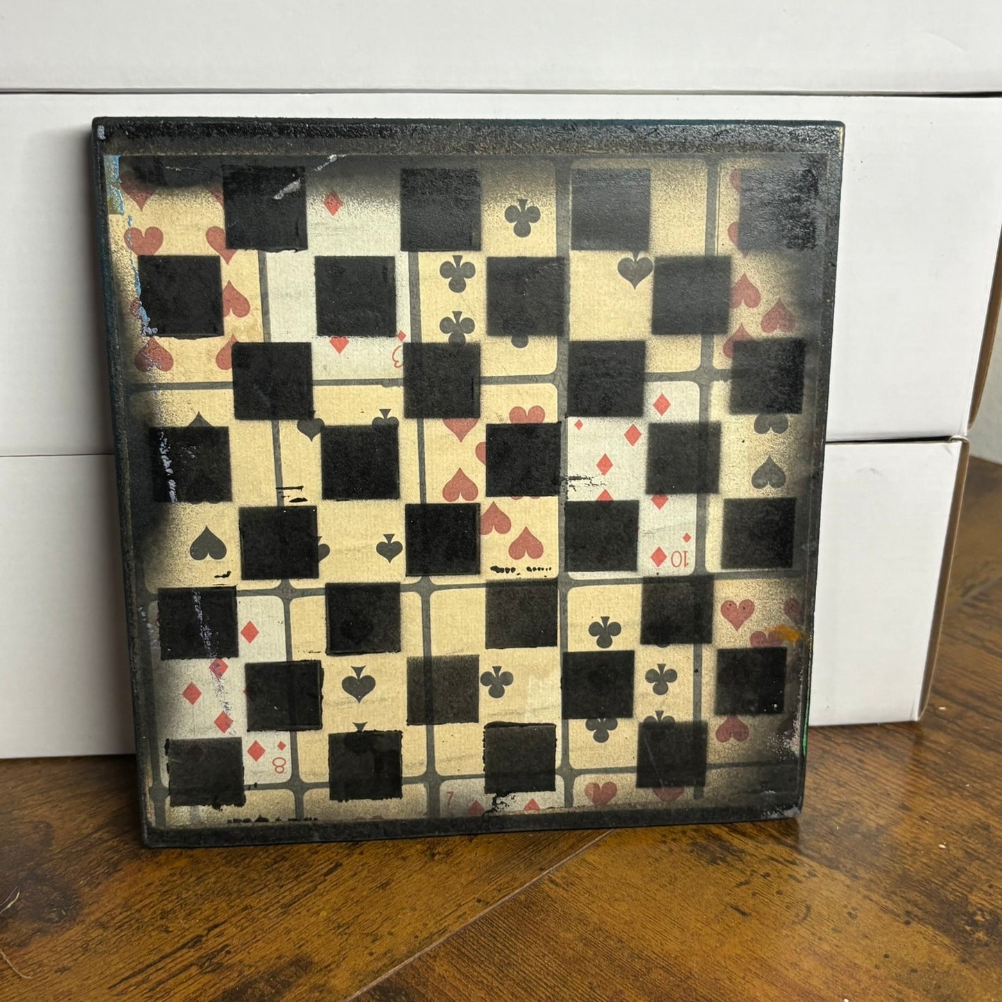White & Blue - Painted Double Sided Chess Board