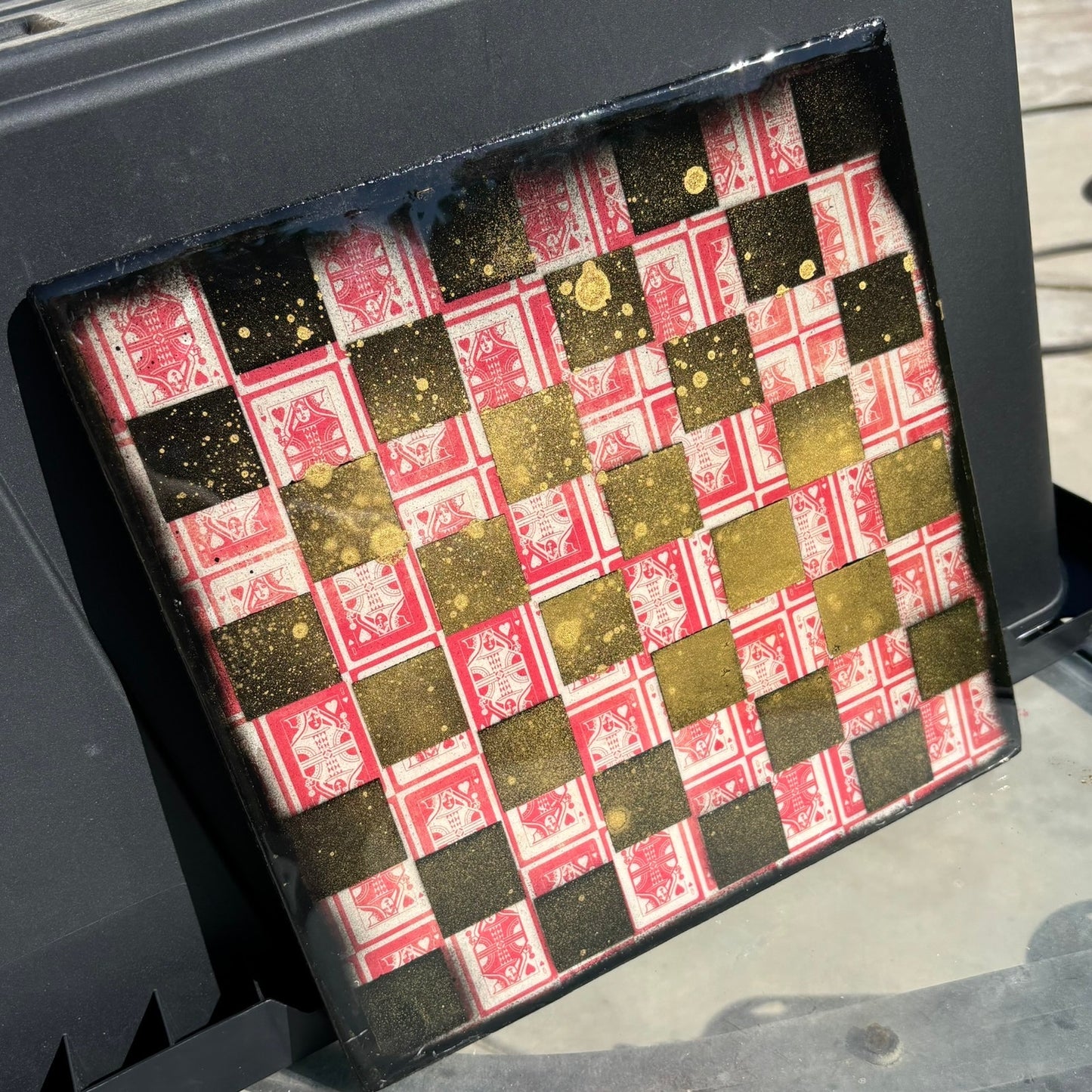Golden Red & White - Resin Coated Chess Board