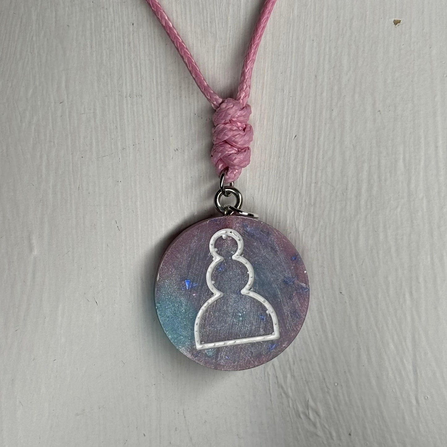 Purple & Blue Pawn - Handmade Resin Chess Necklace