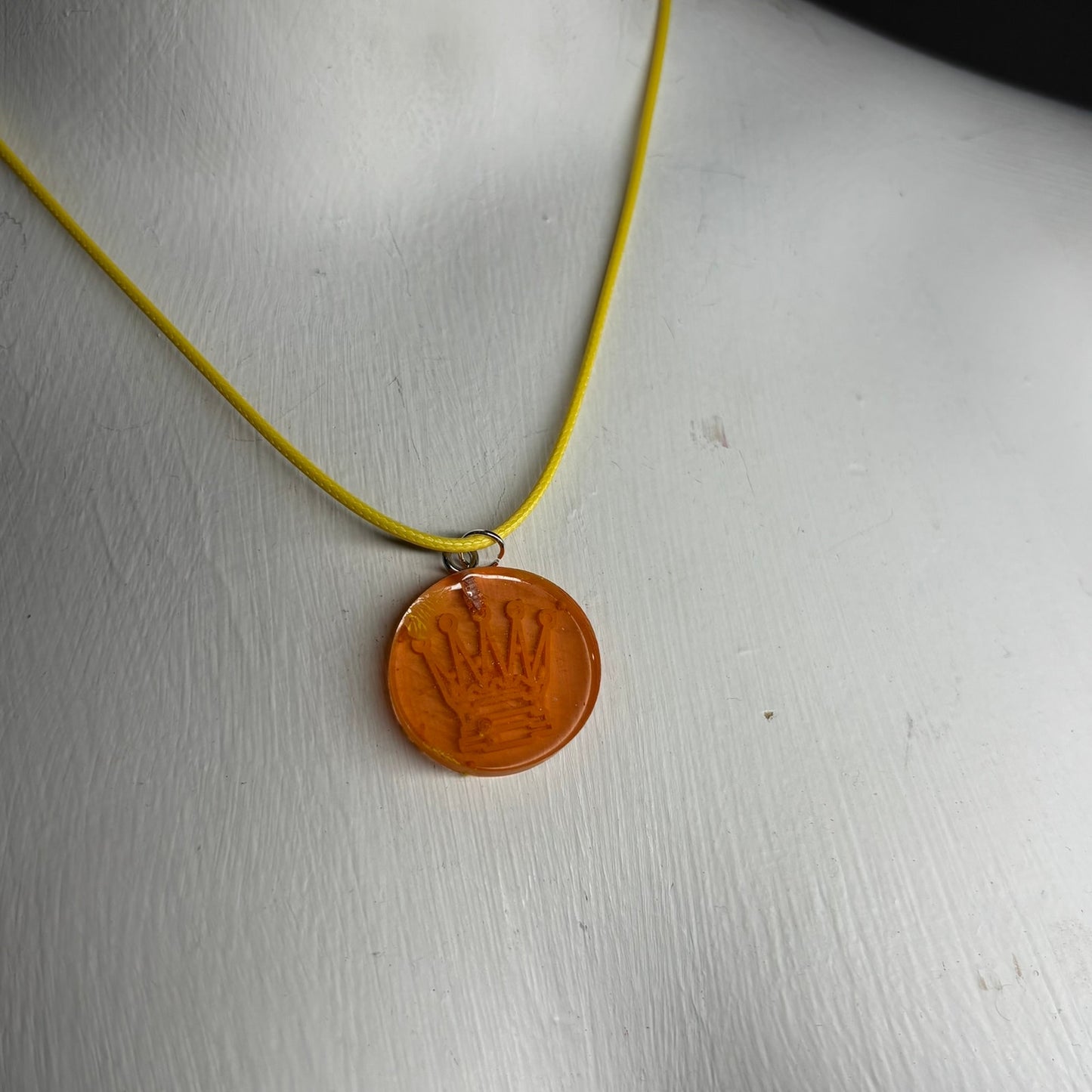 Sunset Yellow Queen - Handmade Resin Chess Necklace