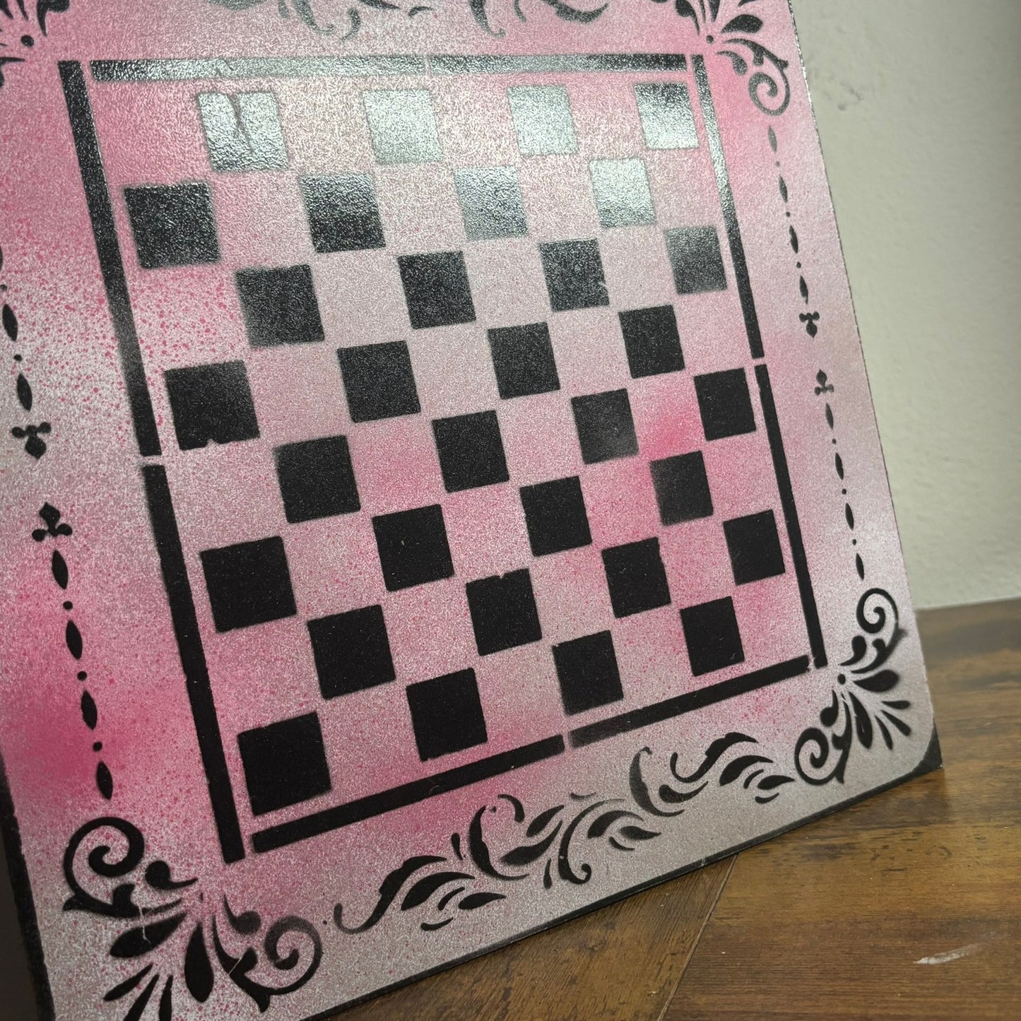 Pink Mist - Painted Chess Board