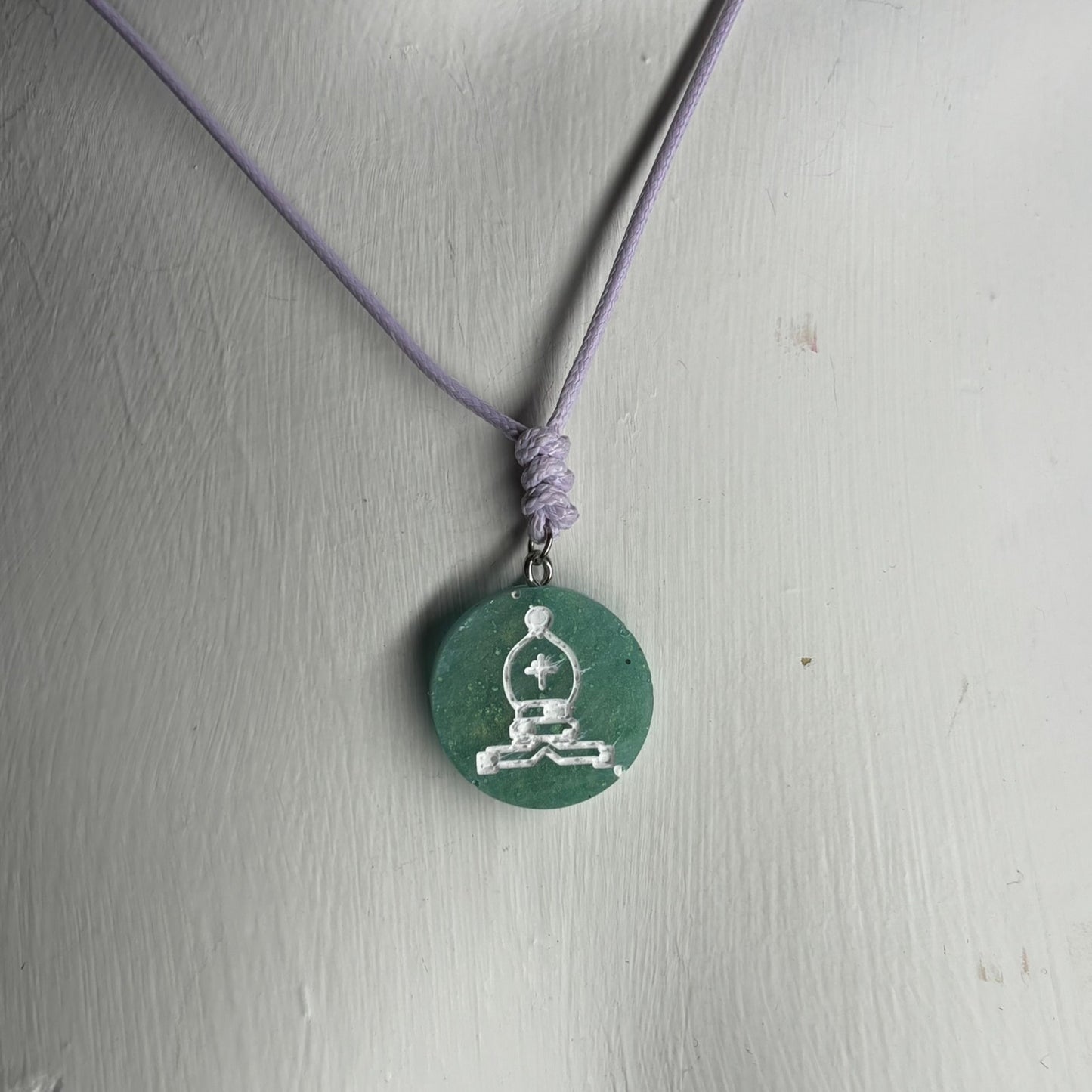 Green Bishop - Handmade Resin Chess Necklace
