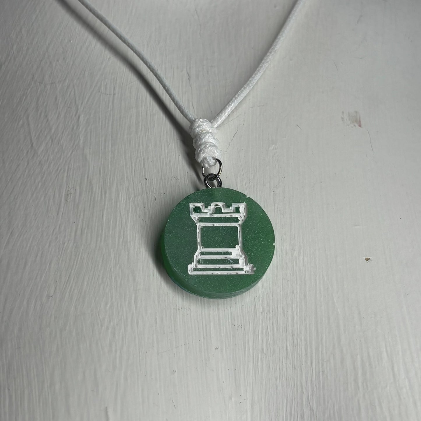Green Rook - Handmade Resin Chess Necklace