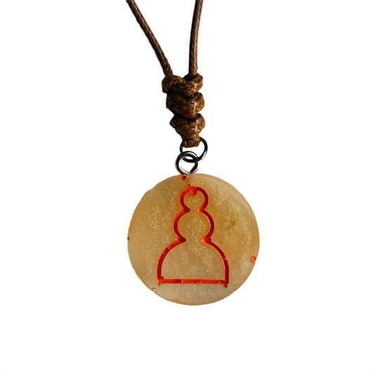 Cream Pawn - Handmade Resin Chess Necklace
