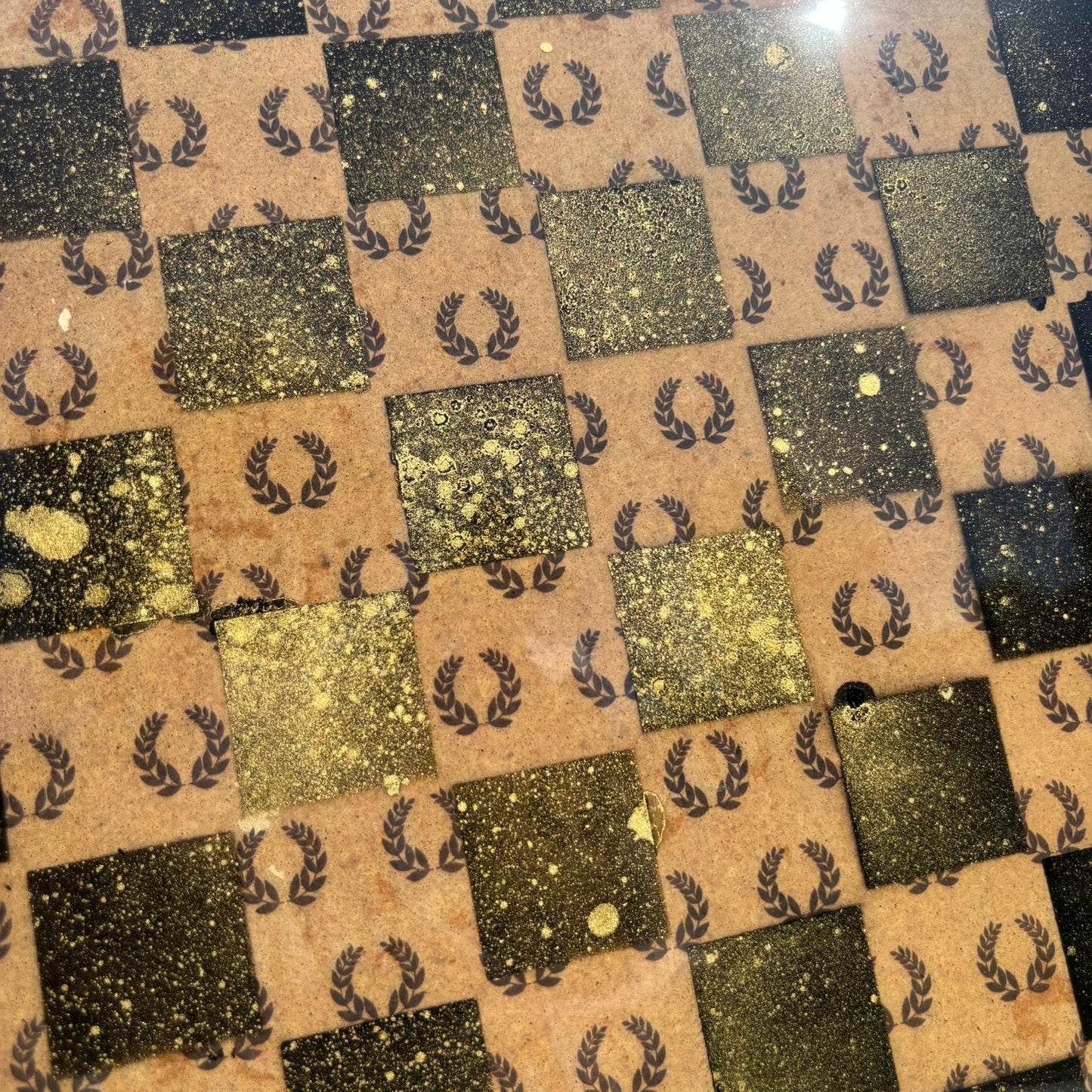 Vintage Brown Gold - Resin Coated Chess Board