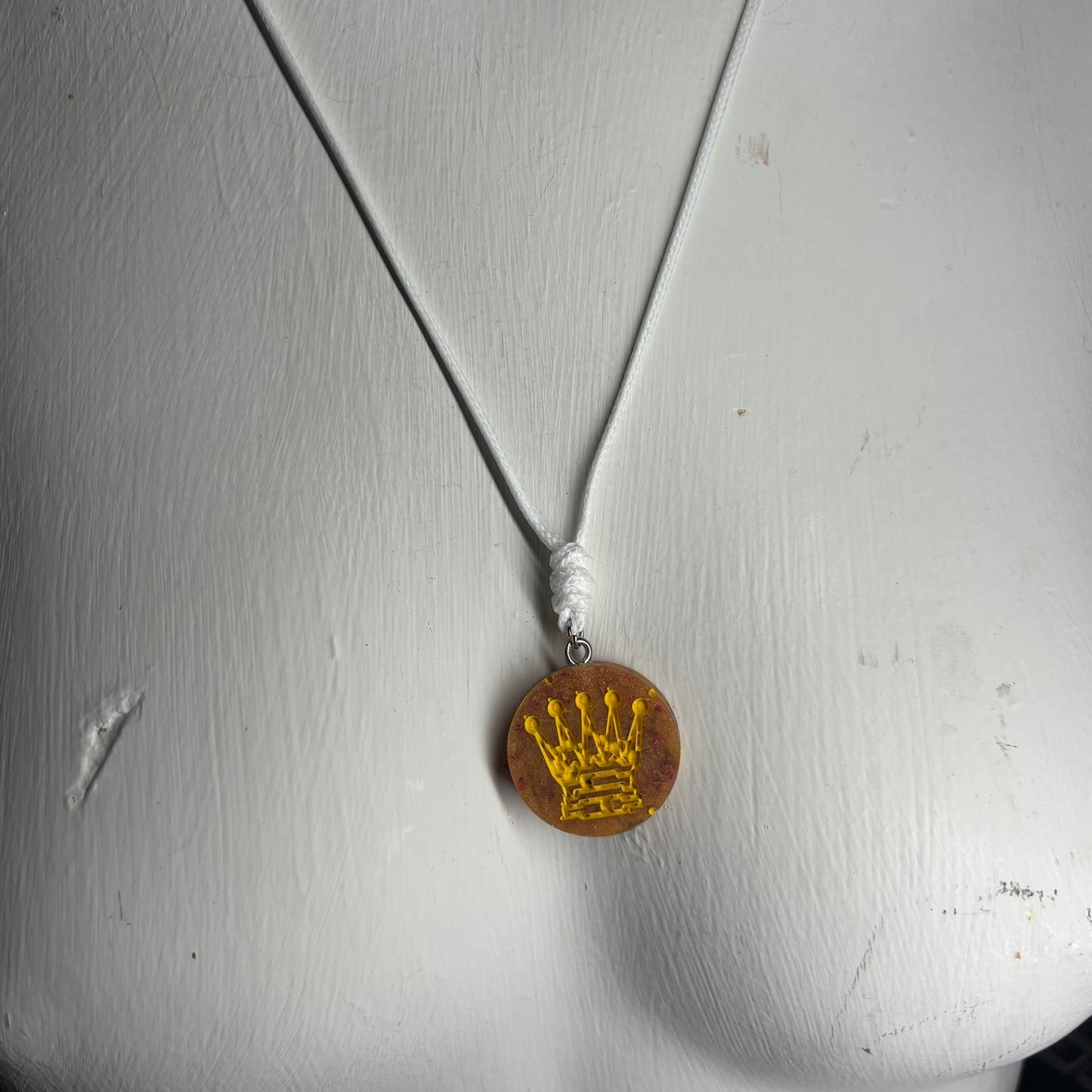 Orange Queen - Handmade Resin Chess Necklace