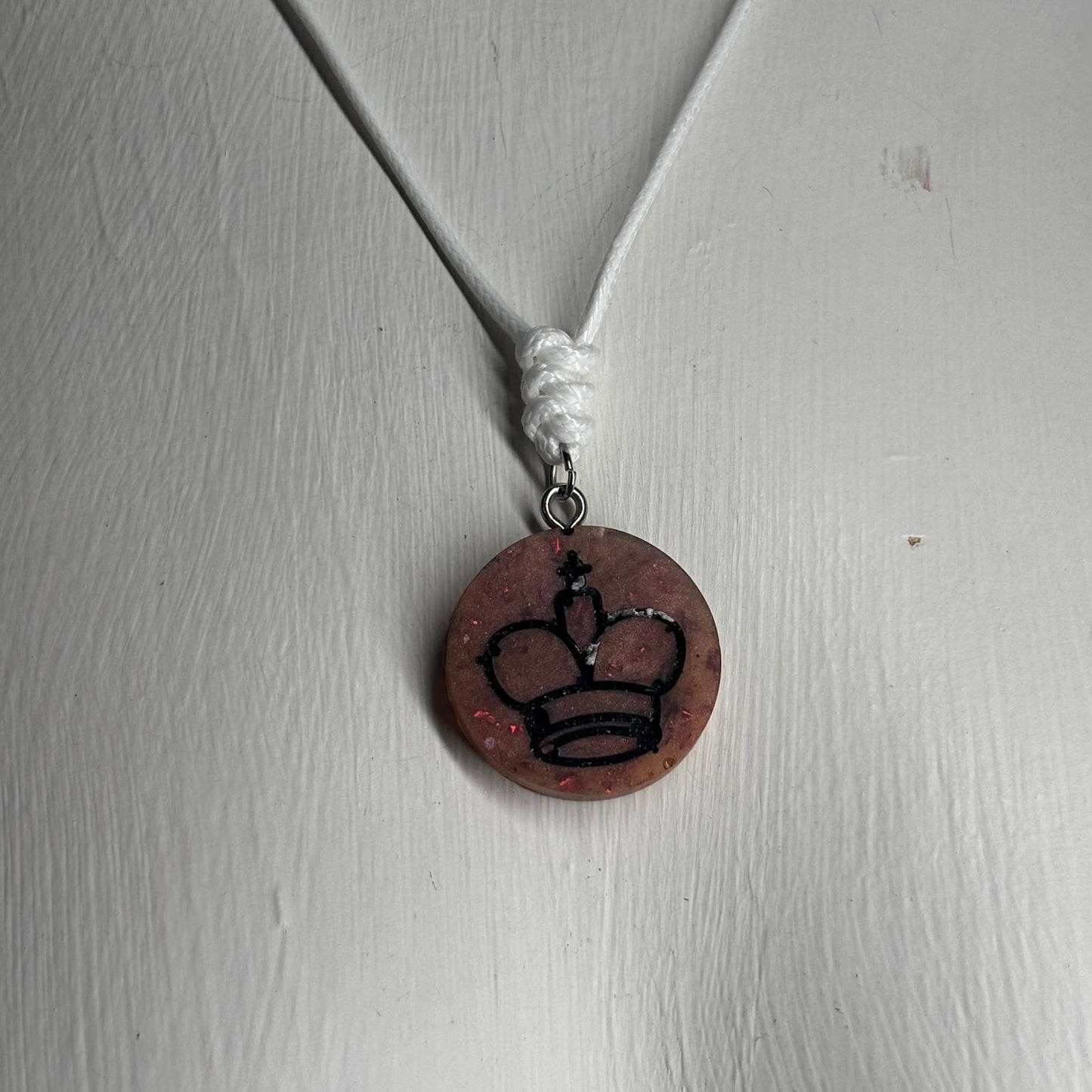 Dark Orange King - Handmade Resin Chess Necklace