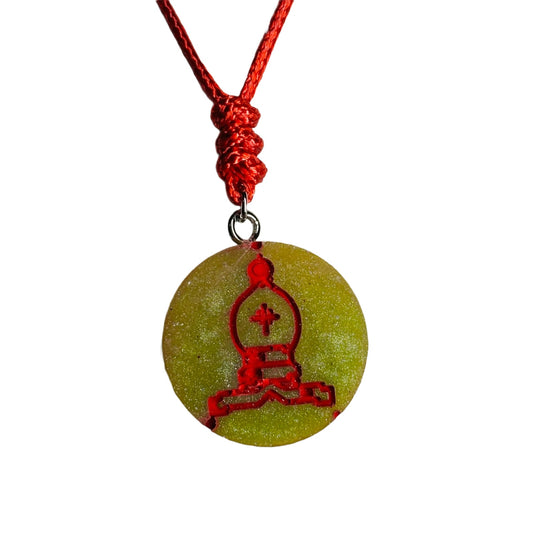 Grinch Colored Bishop - Handmade Resin Chess Necklace