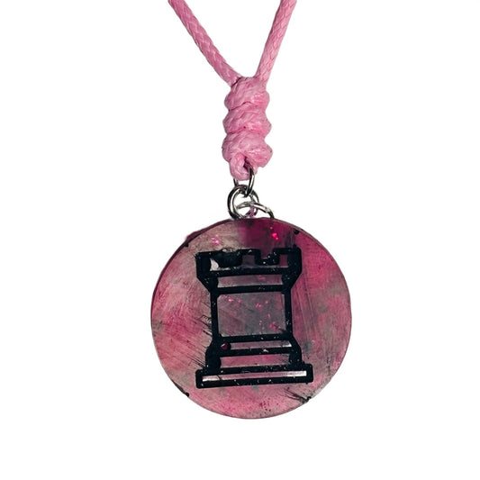 Pinks Rook - Handmade Resin Chess Necklace