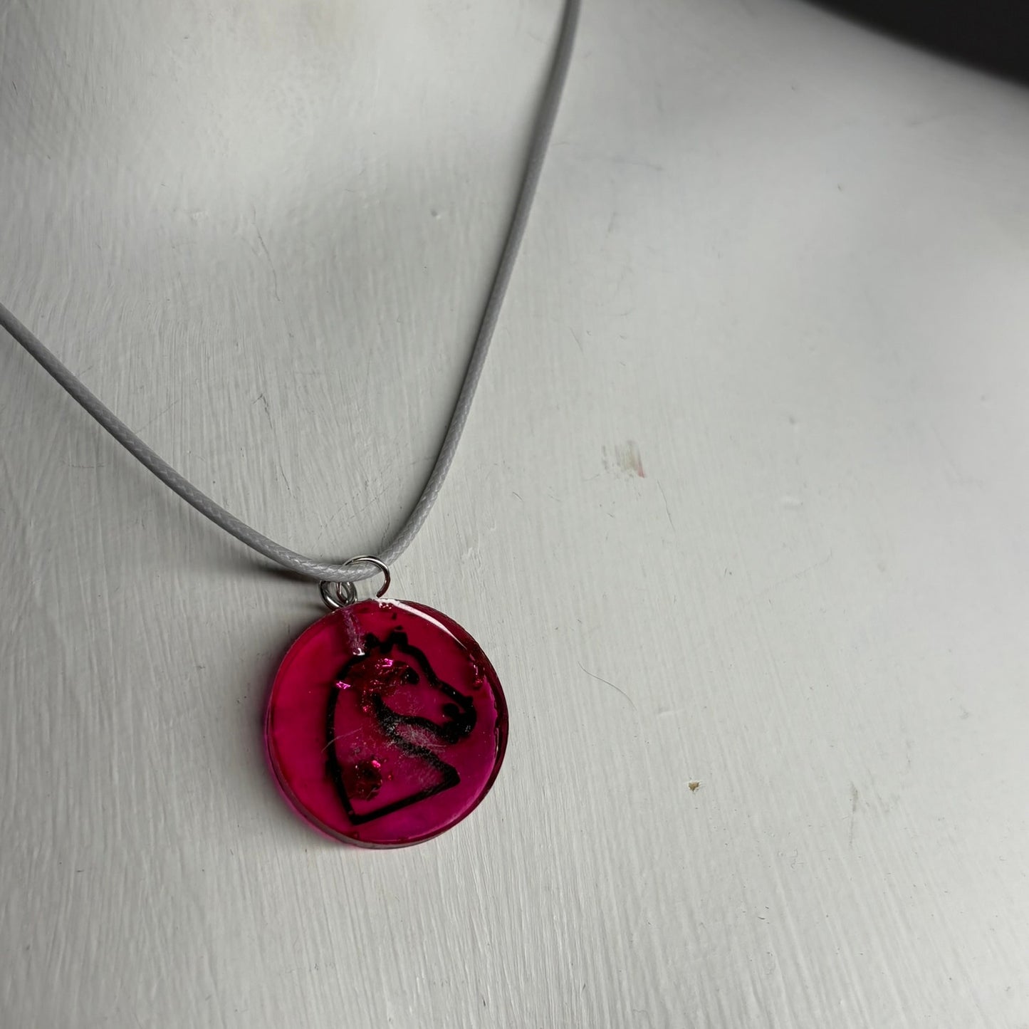 Cool Red Knight - Handmade Resin Chess Necklace