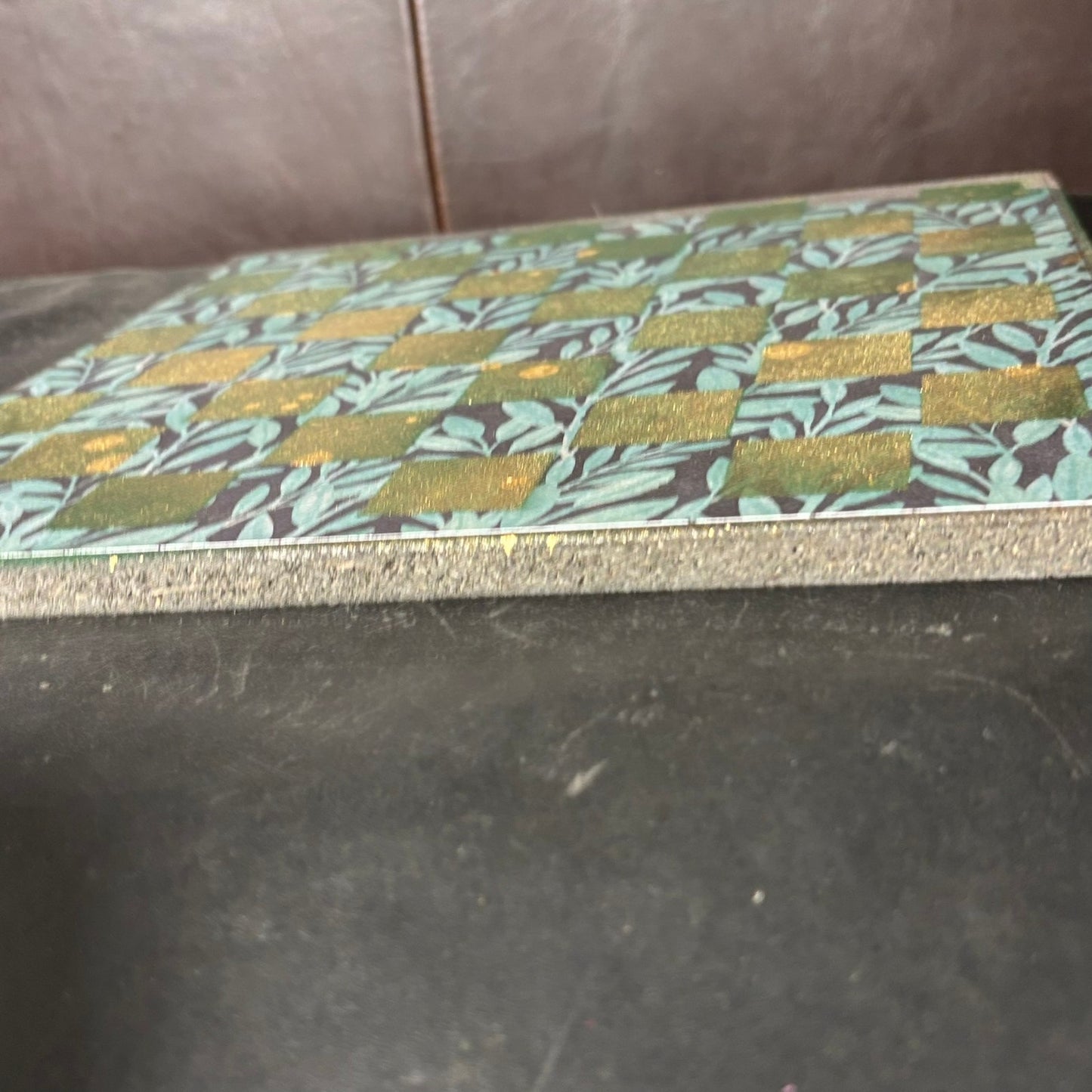 Golden Green Leaves - Scrapbook Chess Board