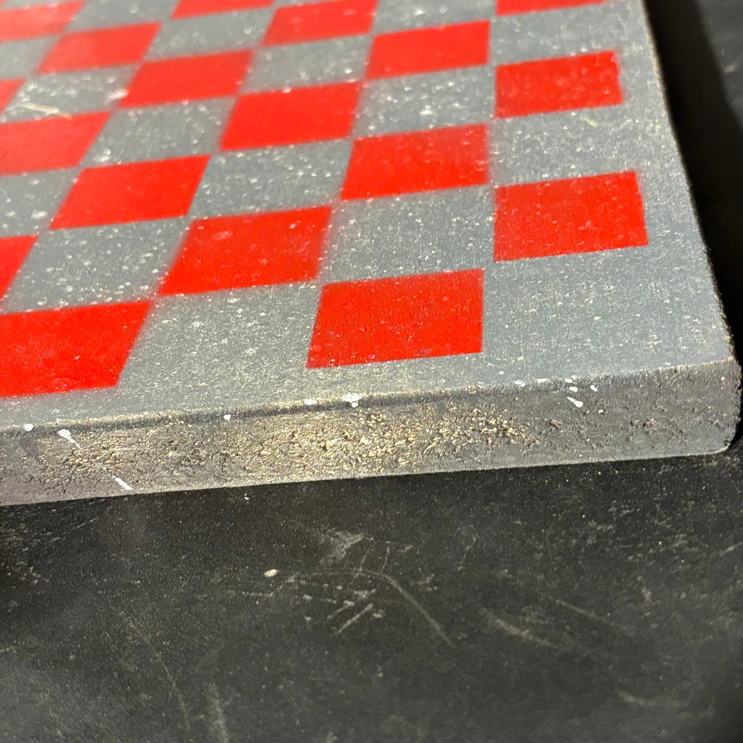 Gray & Red Splatter - Painted Chess Board