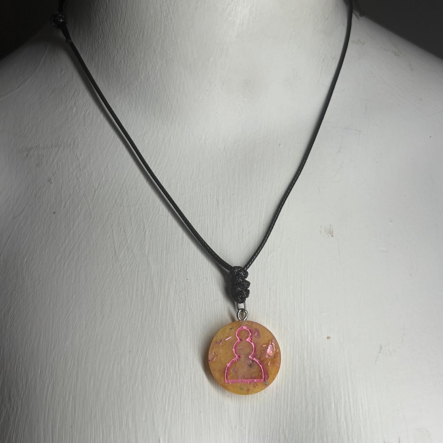 Yellow Crystal Pawn - Handmade Resin Chess Necklace