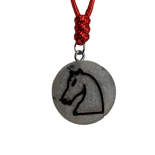 Silver Knight - Handmade Resin Chess Necklace