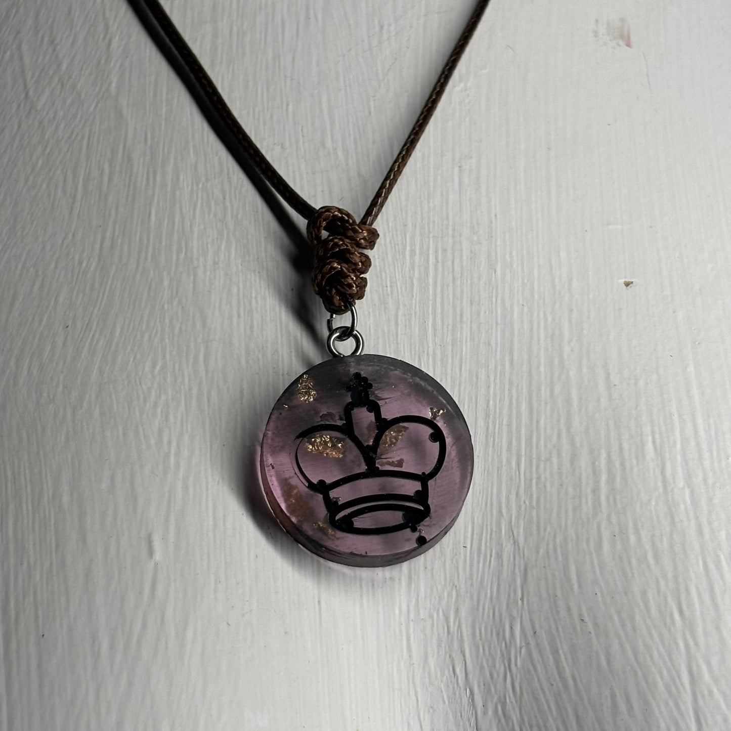 Violet Purple King - Handmade Resin Chess Necklace