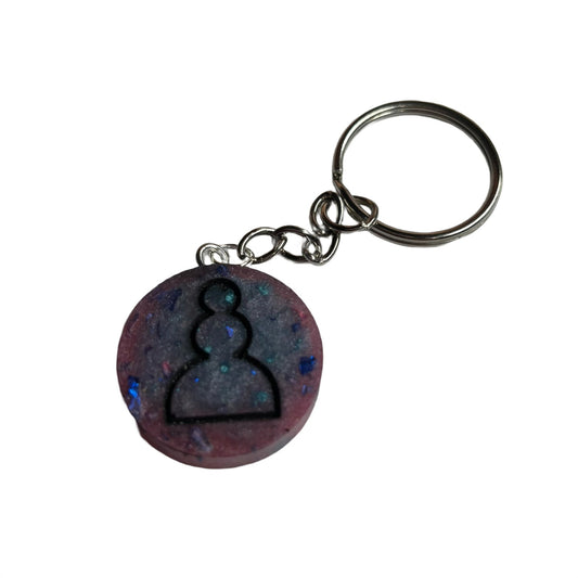 Cotton Candy Colored Pawn - Handmade Resin Keychain - Flat Edition