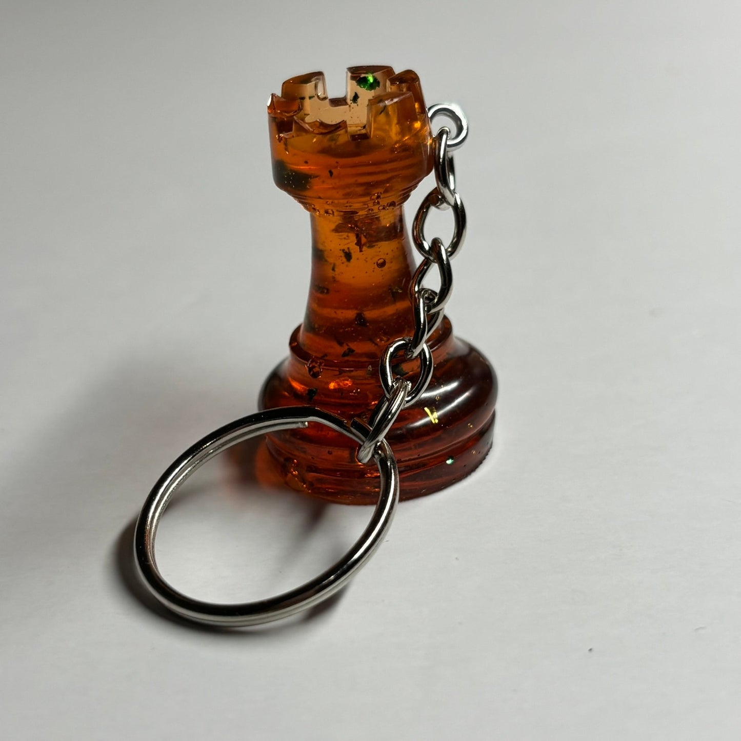 Translucent Amber Rook - Handmade Resin Keychain