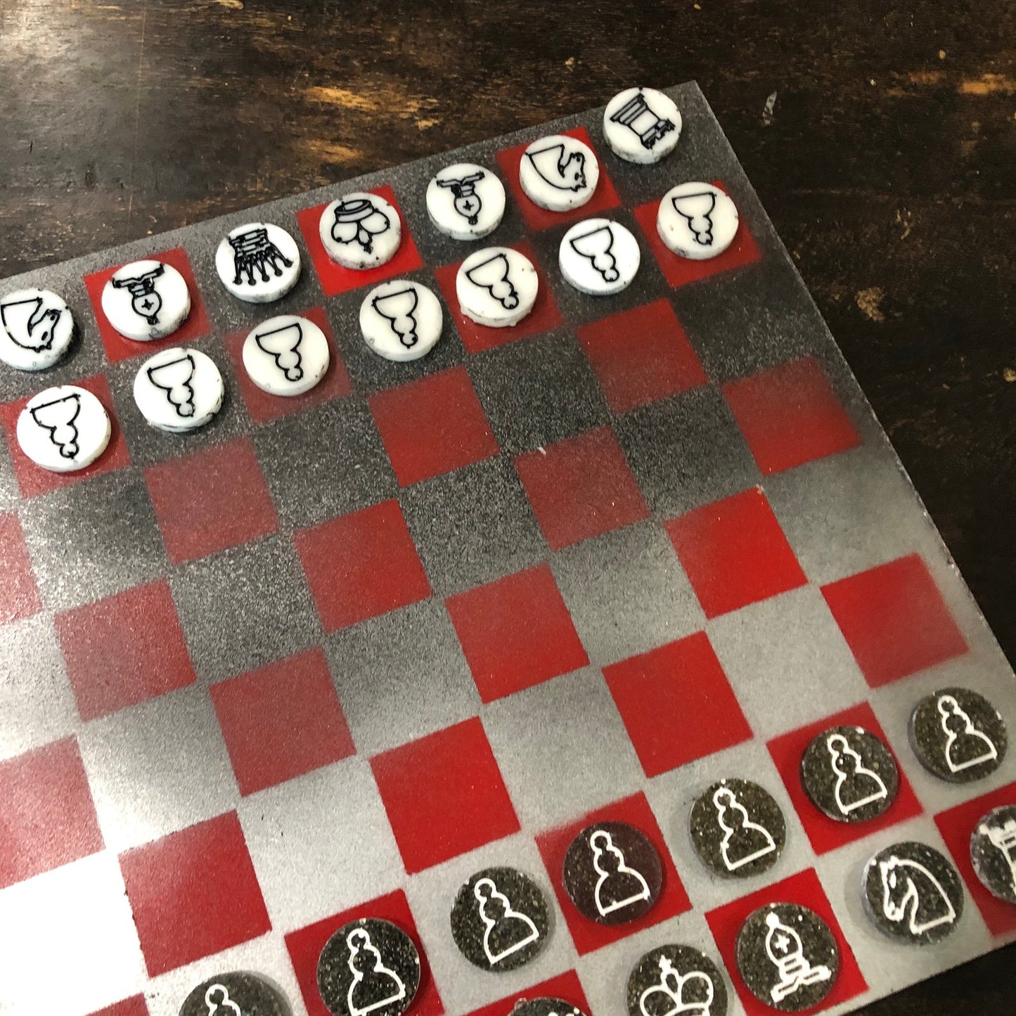 Dystopian Red - Painted Chess Set