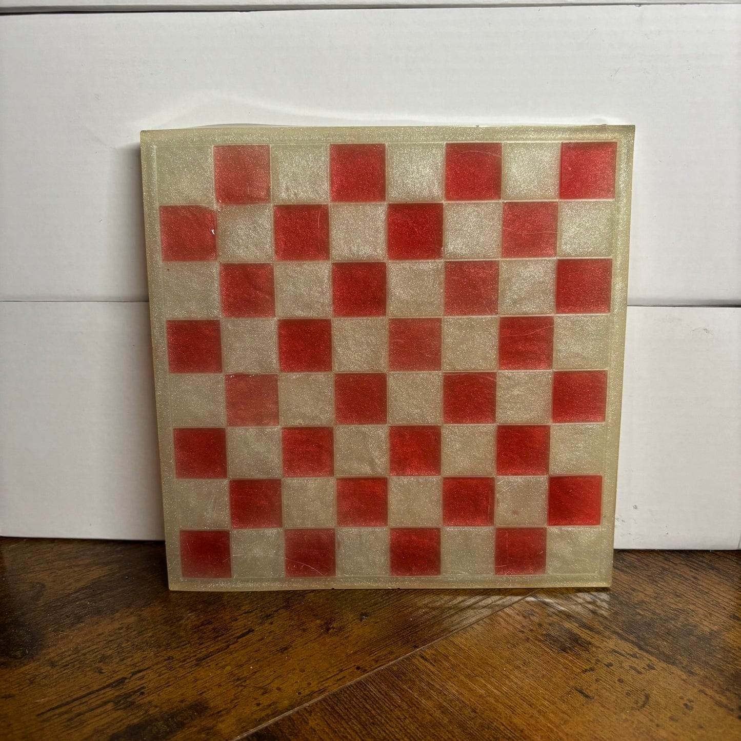 Cream White & Red - Resin Chess Board