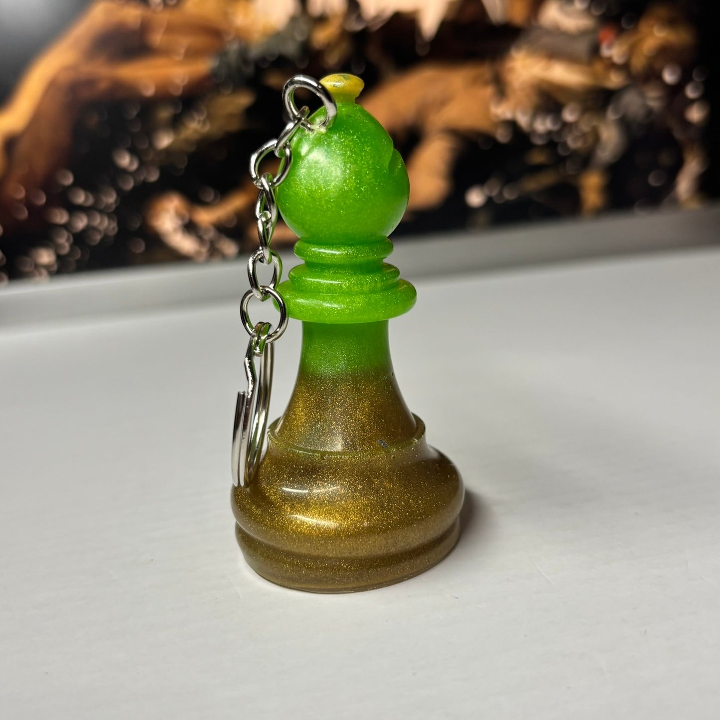 Half Colored Bishop - Handmade Resin Keychain - Large Edition