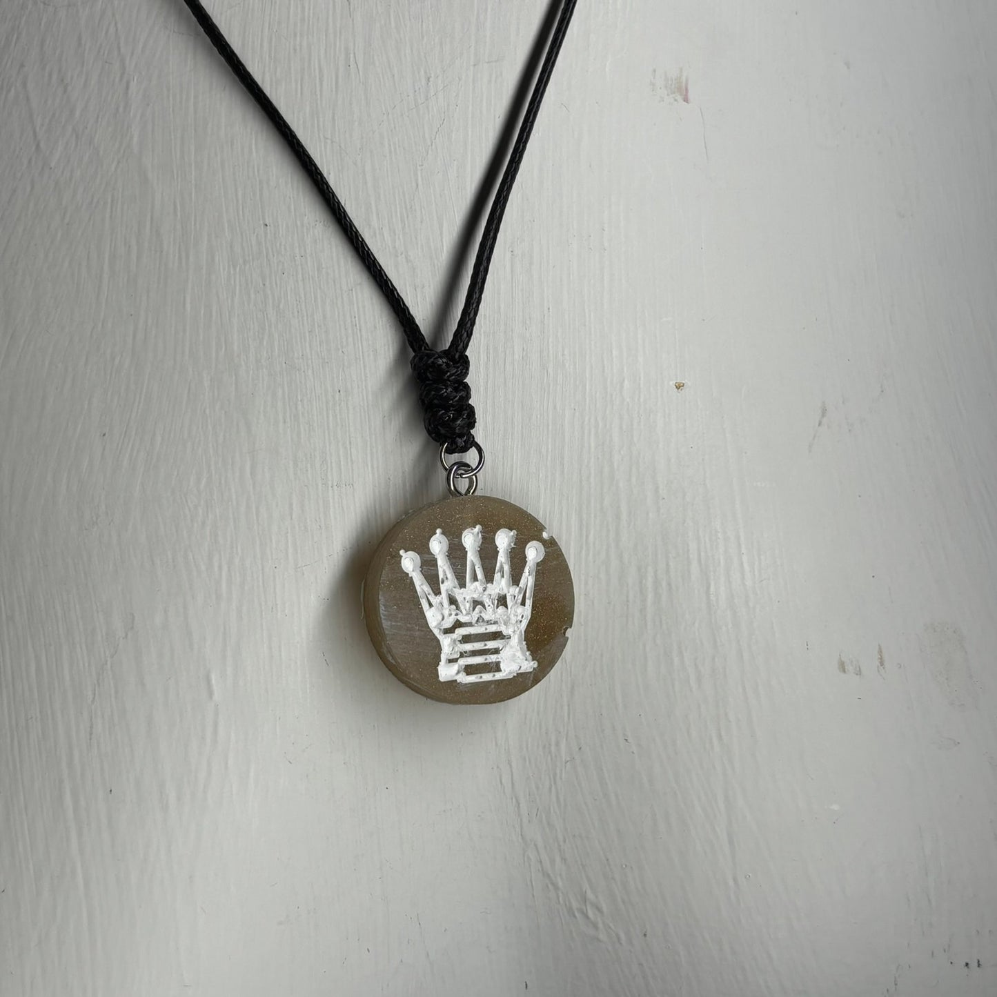 Cream Yellow Queen - Handmade Resin Chess Necklace