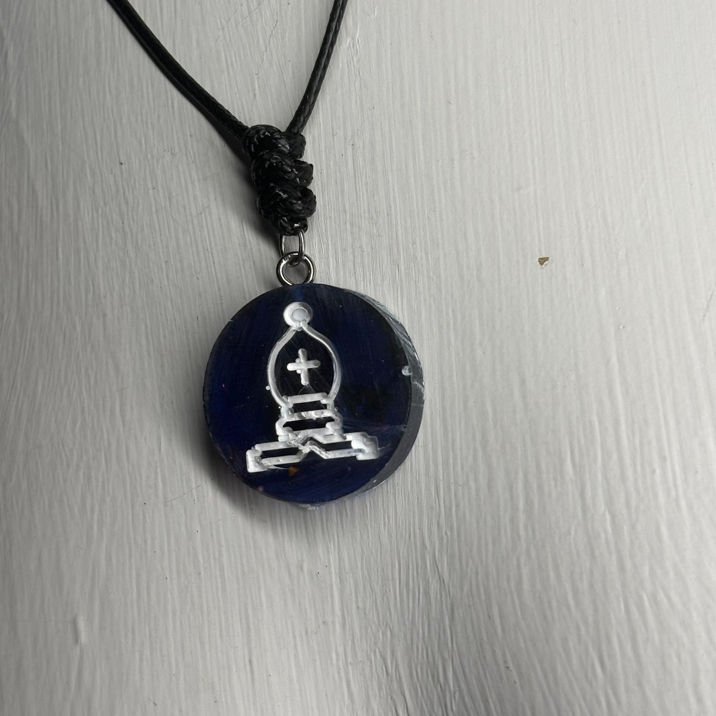 Dark Purple Bishop - Handmade Resin Chess Necklace