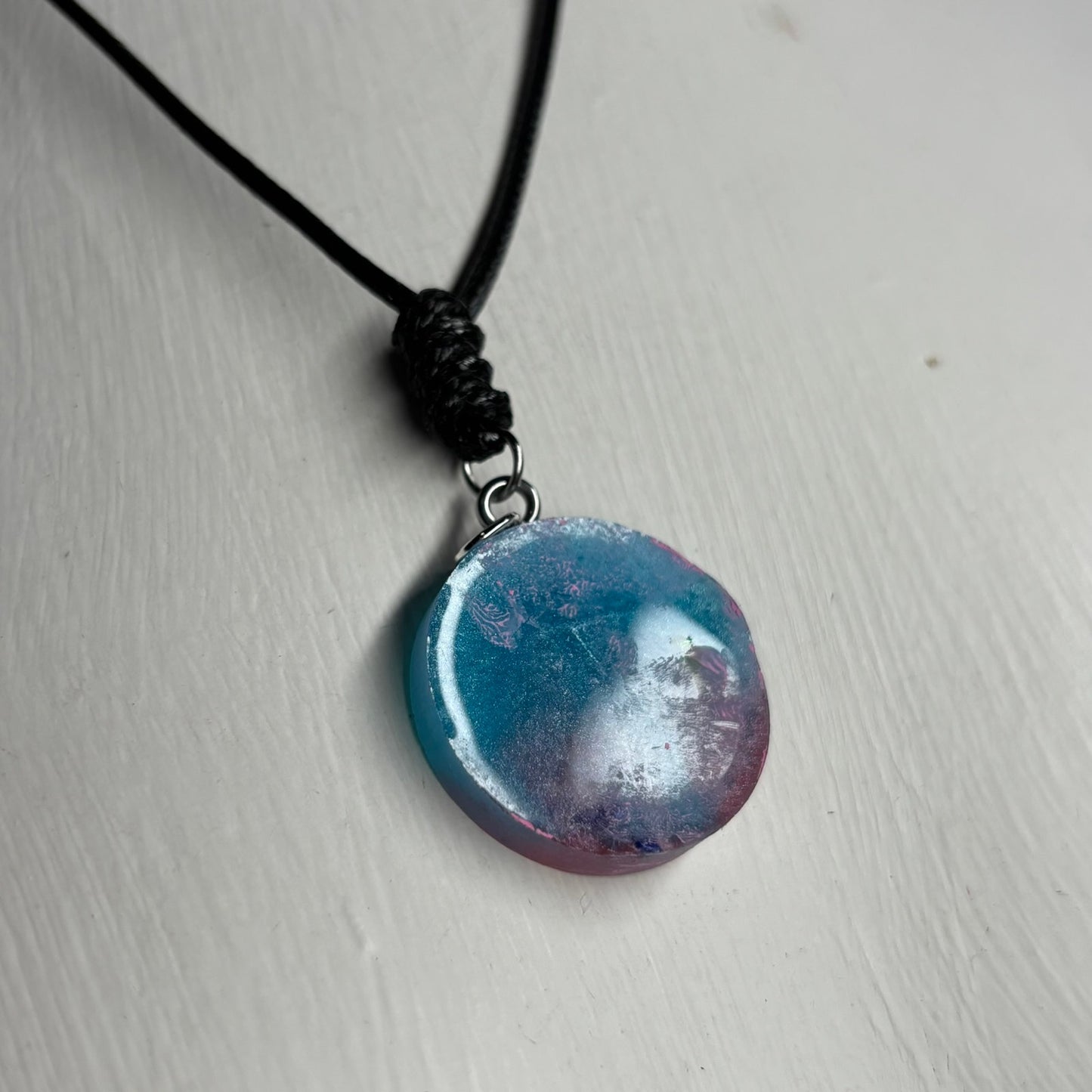 Light Blue & Pink Pawn - Handmade Resin Chess Necklace