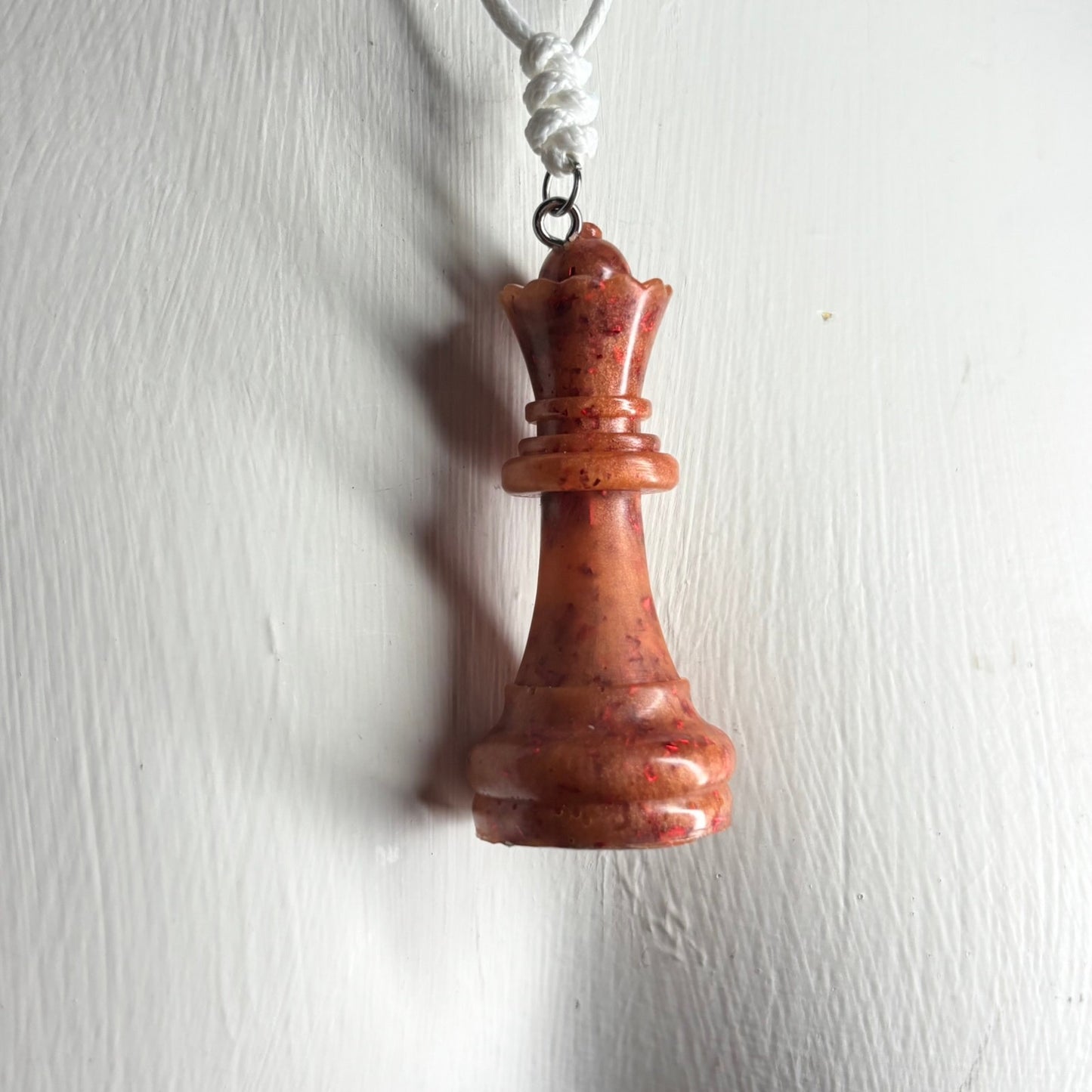 Orange Fire Queen - Handmade Resin Chess Necklace