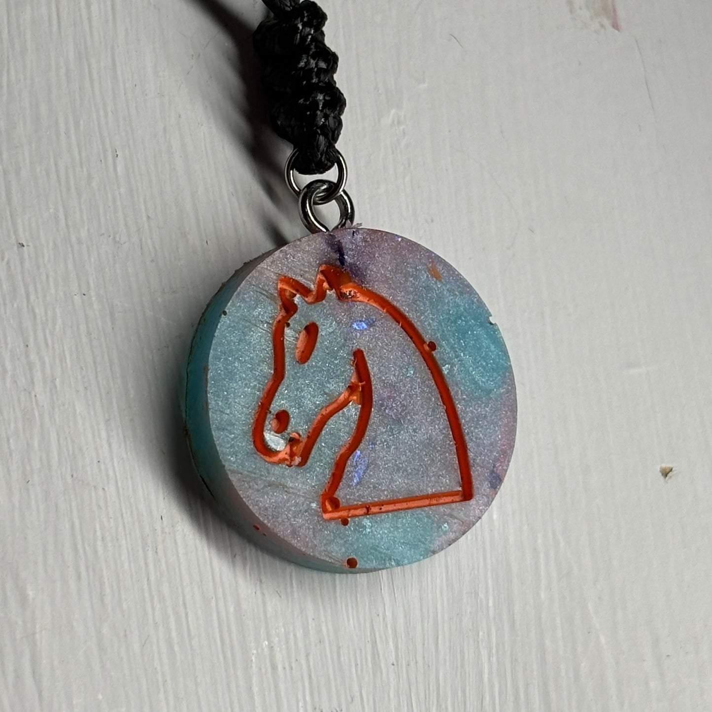 Orange Miami Knight - Handmade Resin Chess Necklace