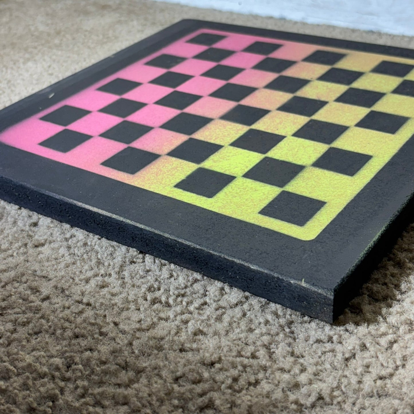Lime Green Pink - Painted Chess Board