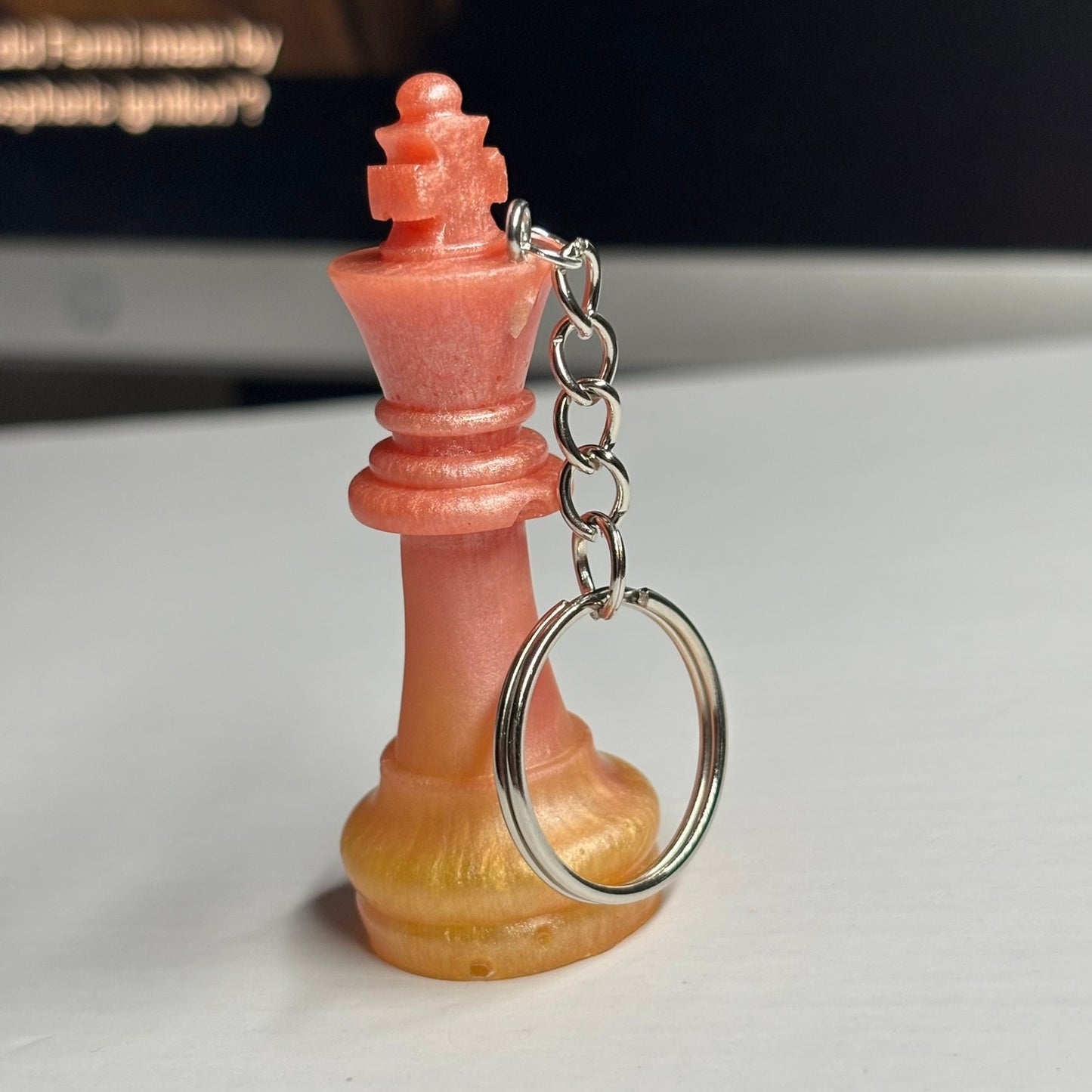 Peach Pink King - Handmade Resin Keychain