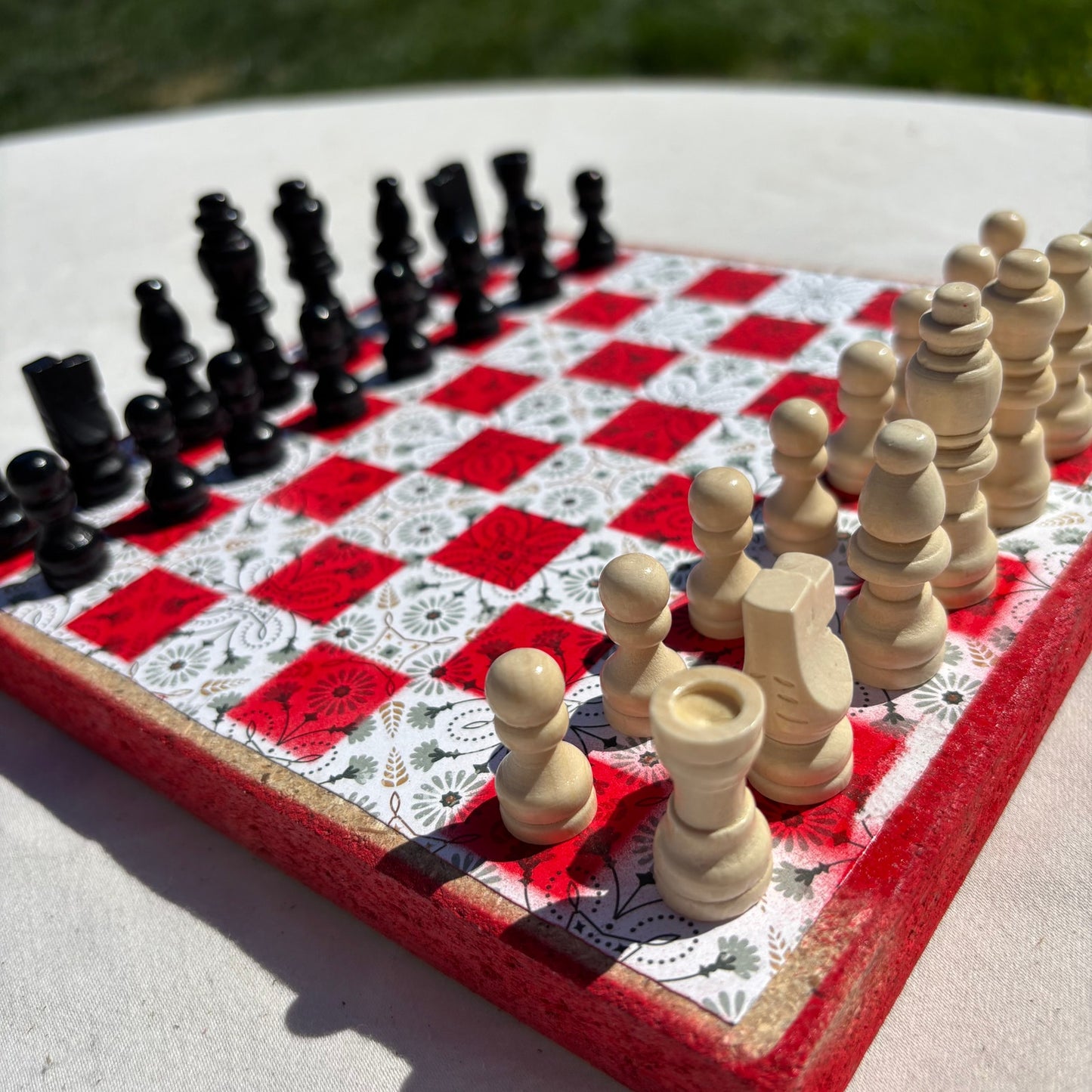 Vintage Red & White - Scrapbook Chess Set